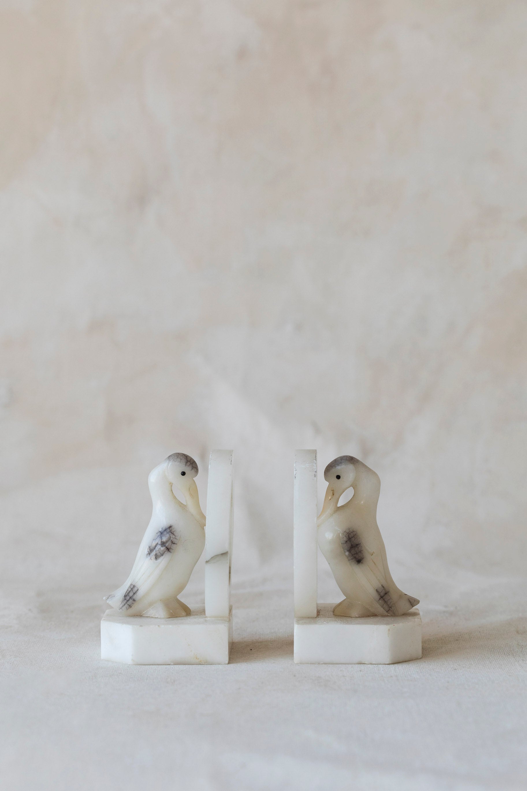 Vintage Marble Pelican Bookends