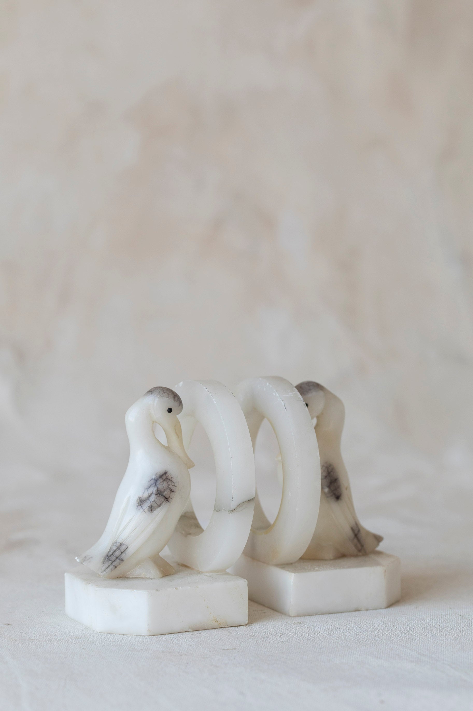 Vintage Marble Pelican Bookends
