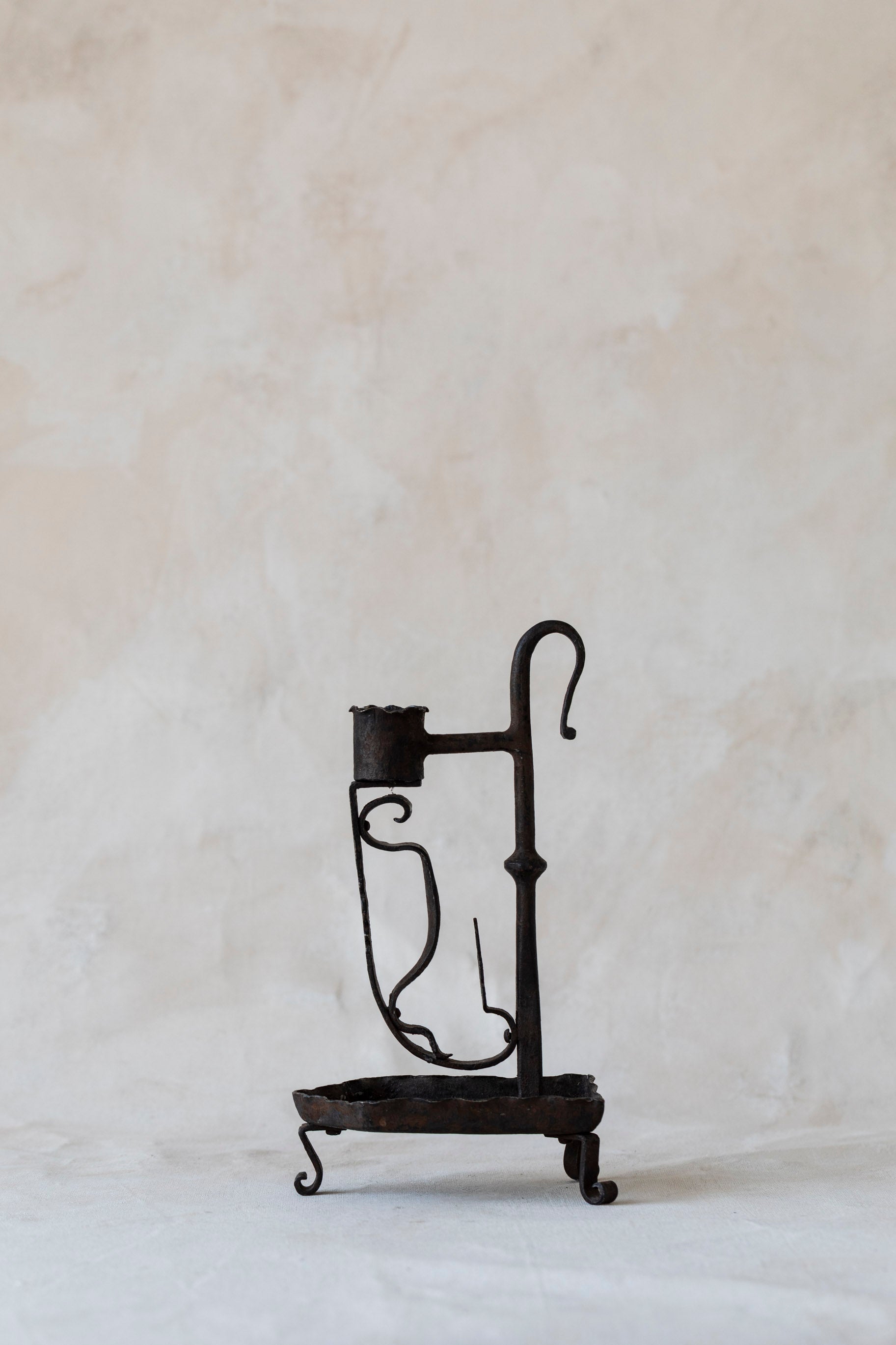 Vintage Iron Primitive Candle Stick and Oil Holder