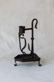 Vintage Iron Primitive Candle Stick and Oil Holder