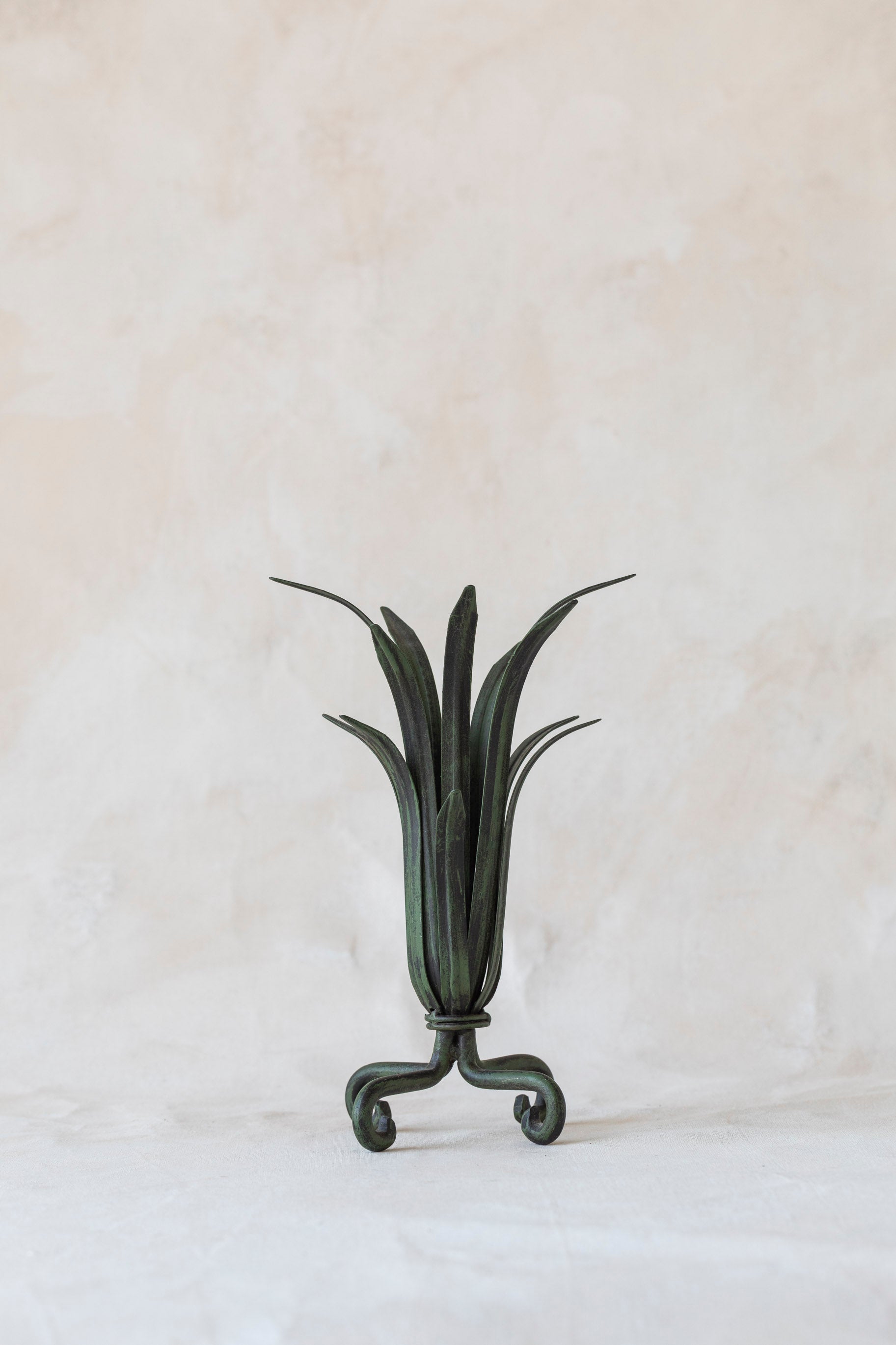 Vintage Green Metal Grass Candle Holder