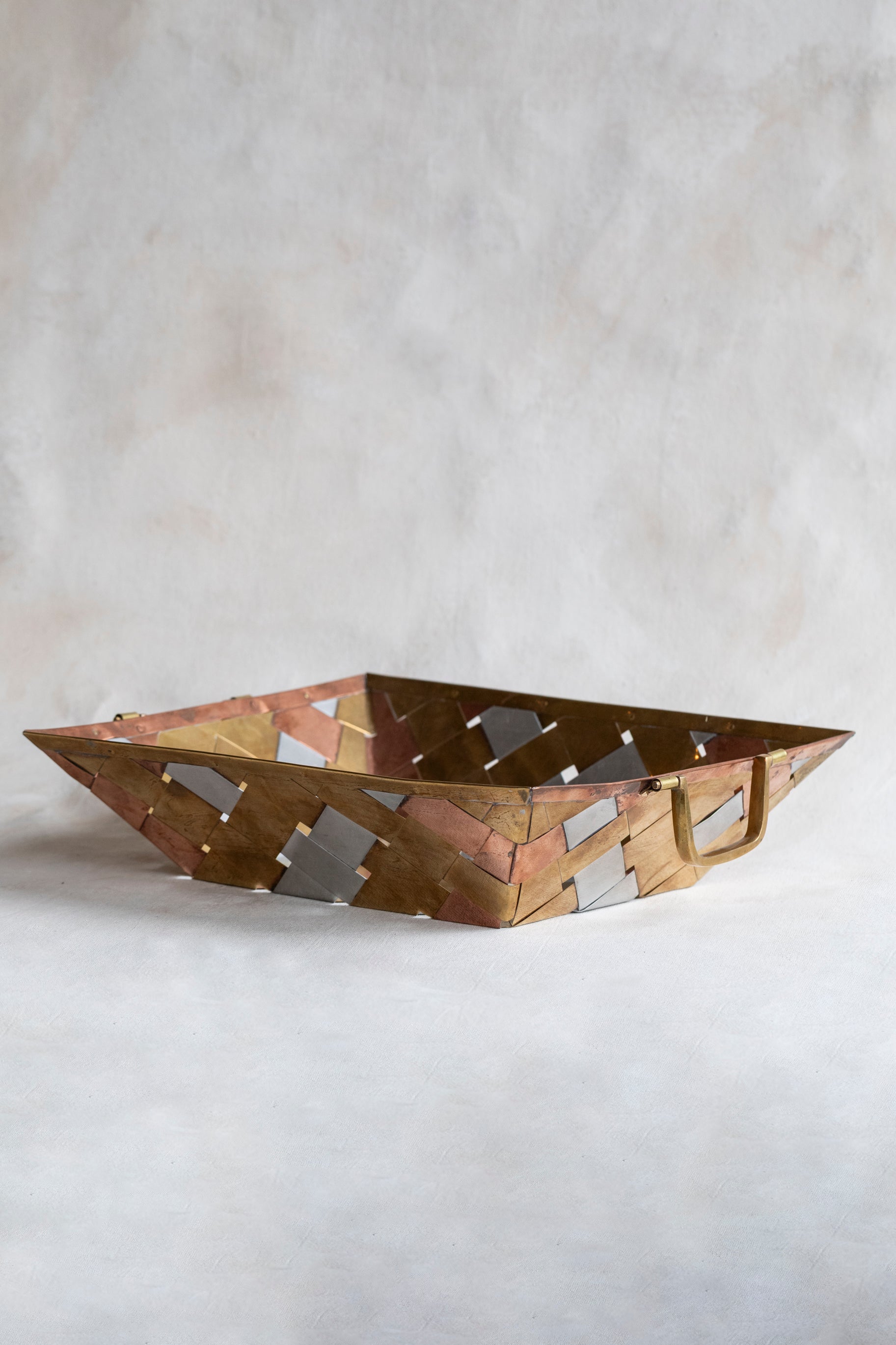 Vintage Mixed Metal Woven Tray