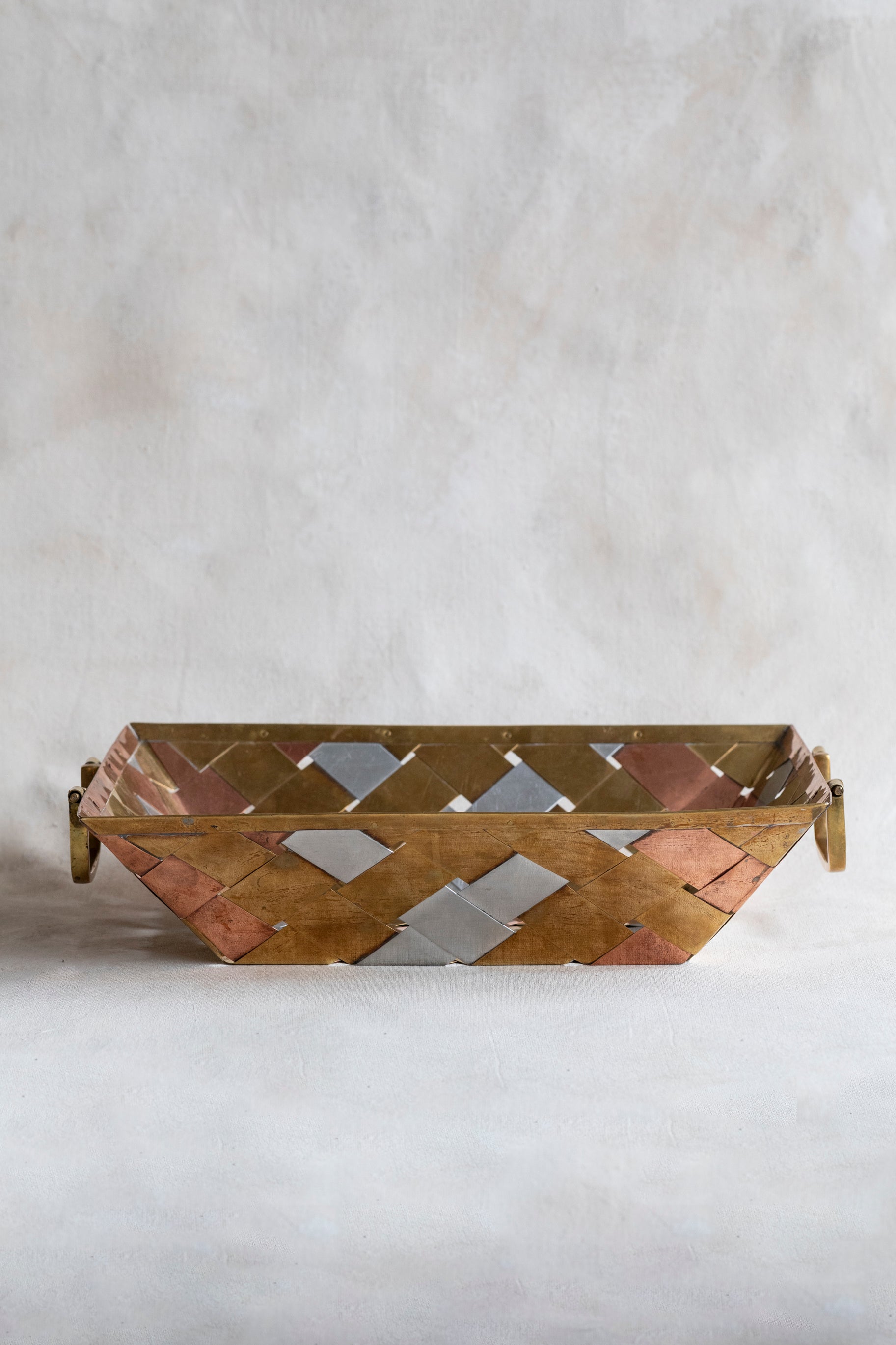 Vintage Mixed Metal Woven Tray
