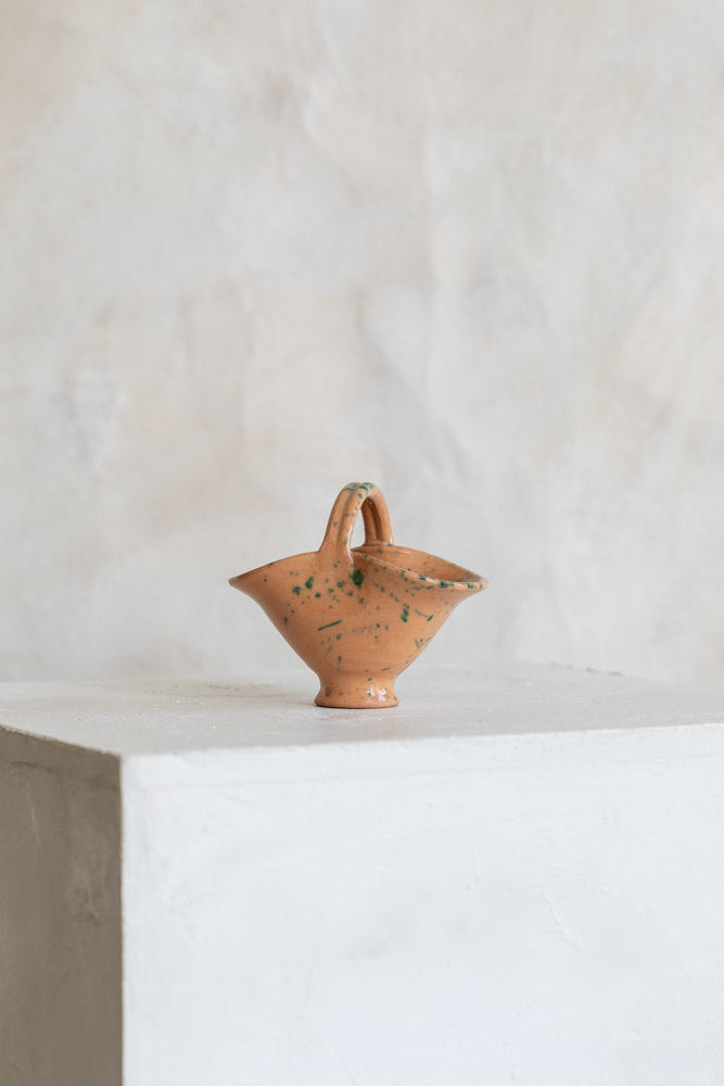 Vintage Petite Ceramic Basket - Flat Handle