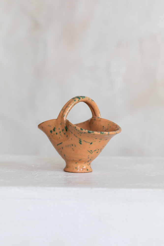 Vintage Petite Ceramic Basket - Flat Handle