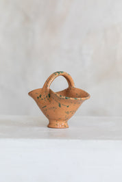 Vintage Petite Ceramic Basket - Flat Handle