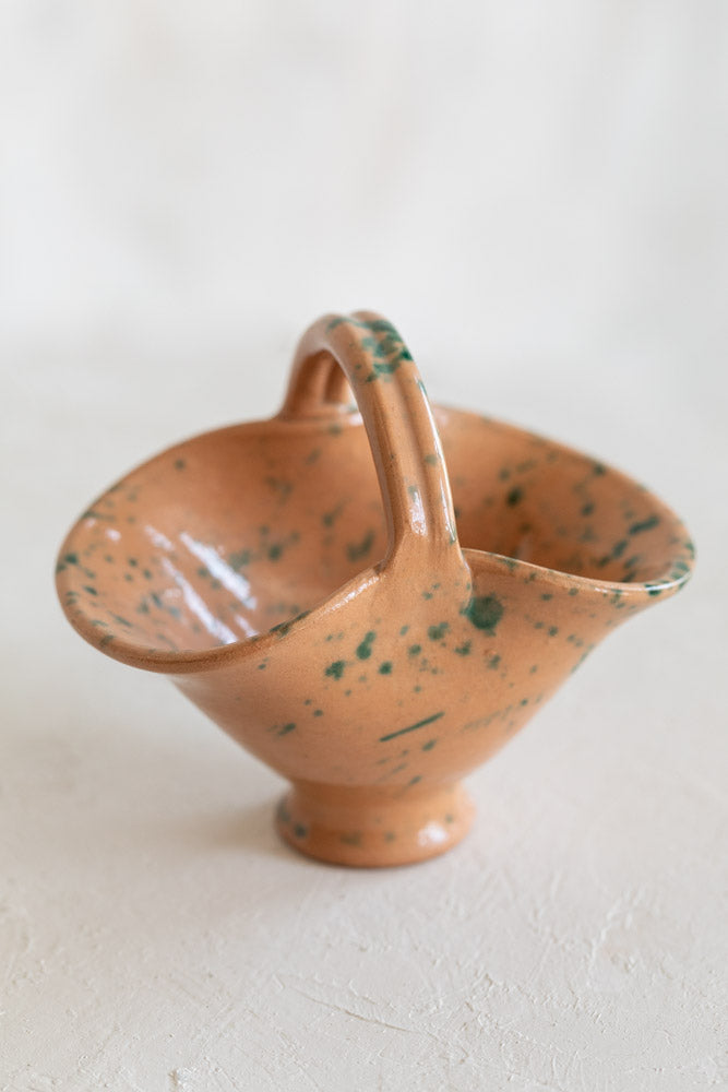 Vintage Petite Ceramic Basket - Flat Handle
