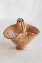 Vintage Petite Ceramic Basket - Flat Handle