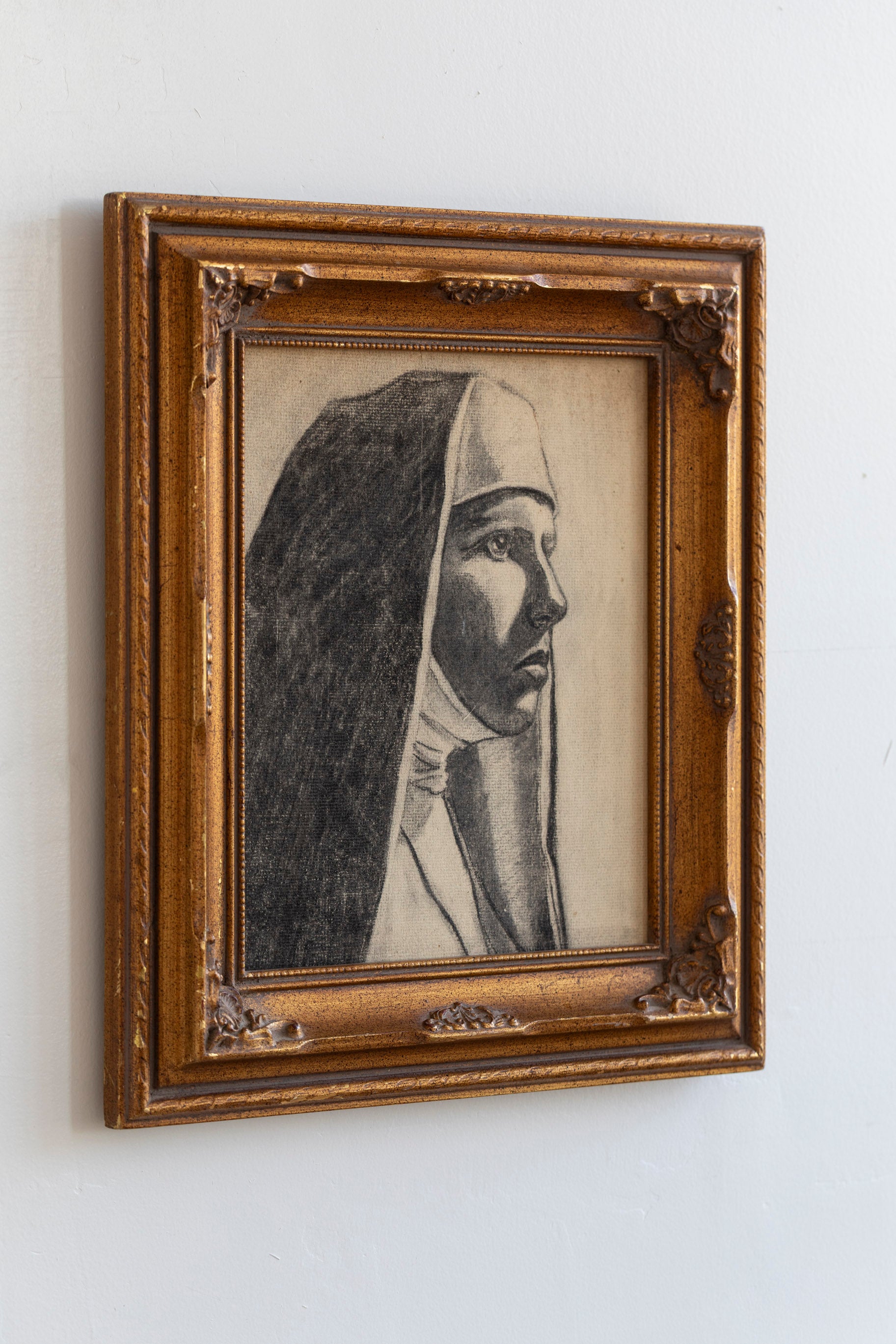 Vintage Portrait of a Nun Drawing