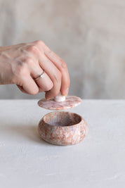 Vintage Round Onyx Trinket Box
