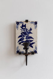 Vintage Portuguese Tile Wall Sconce