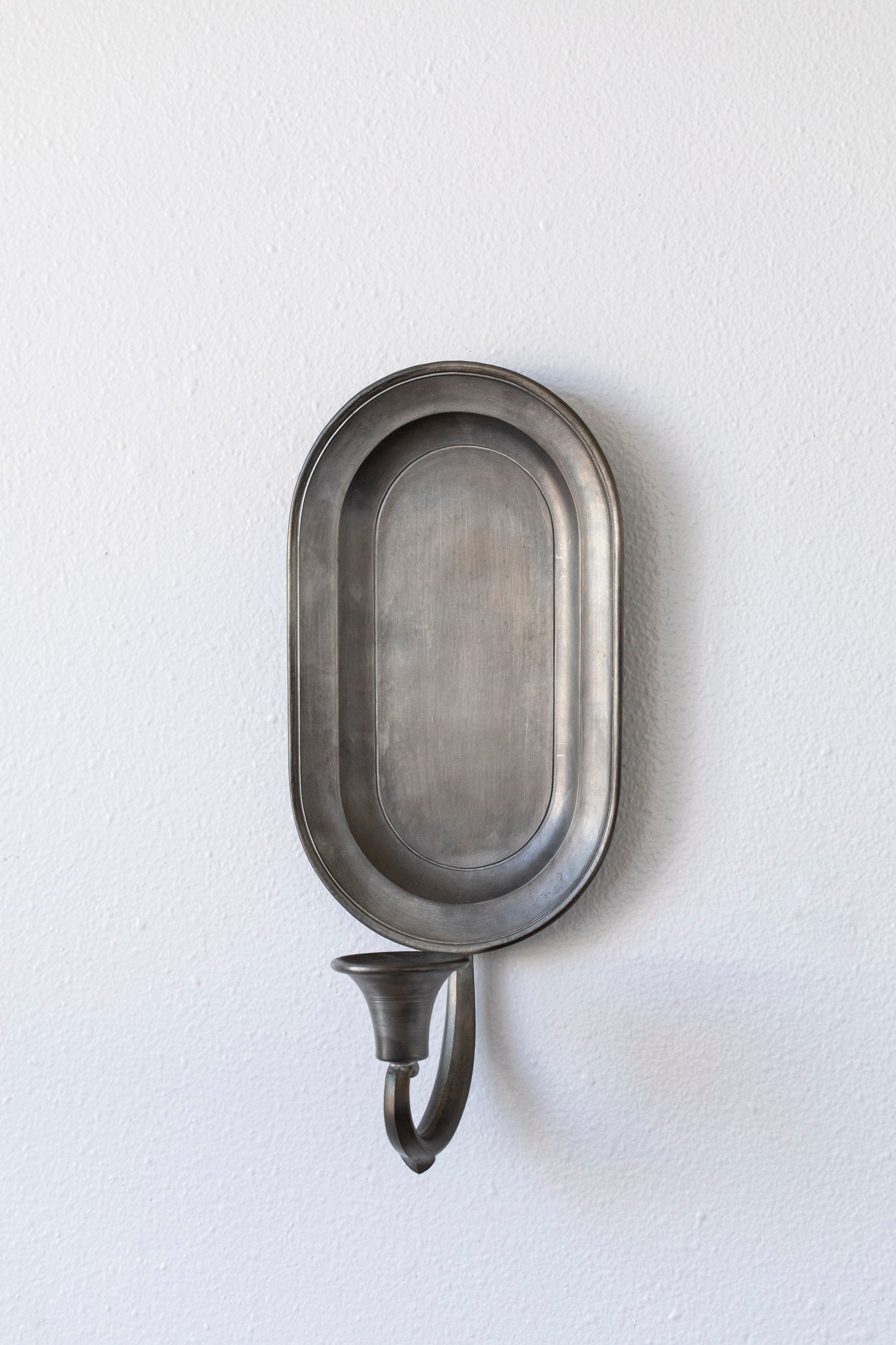 Vintage Pewter Oval Sconce