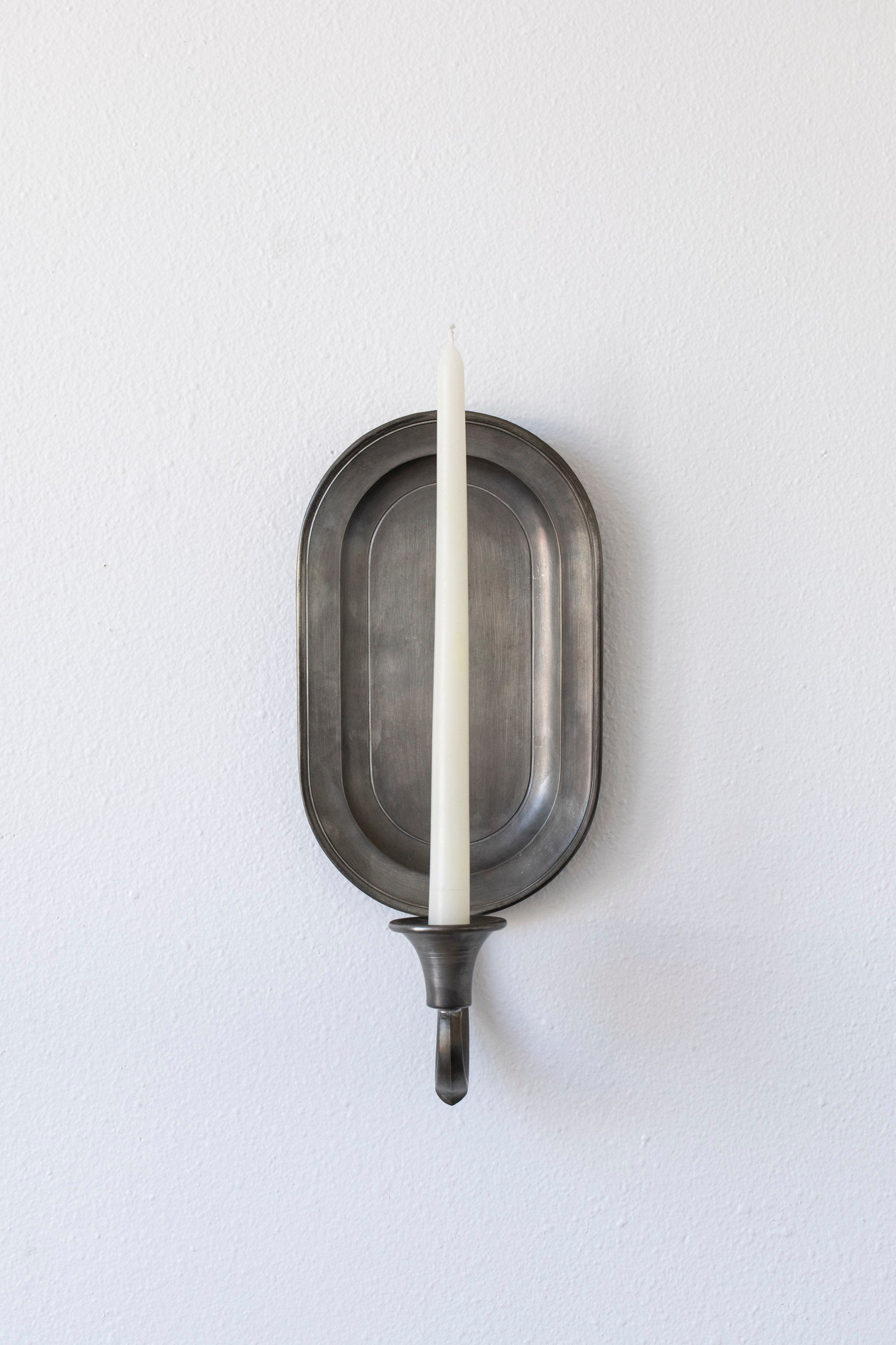 Vintage Pewter Oval Sconce
