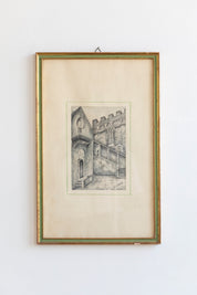 Vintage Framed Ink Etching, Palazzo di Parte Guelfa