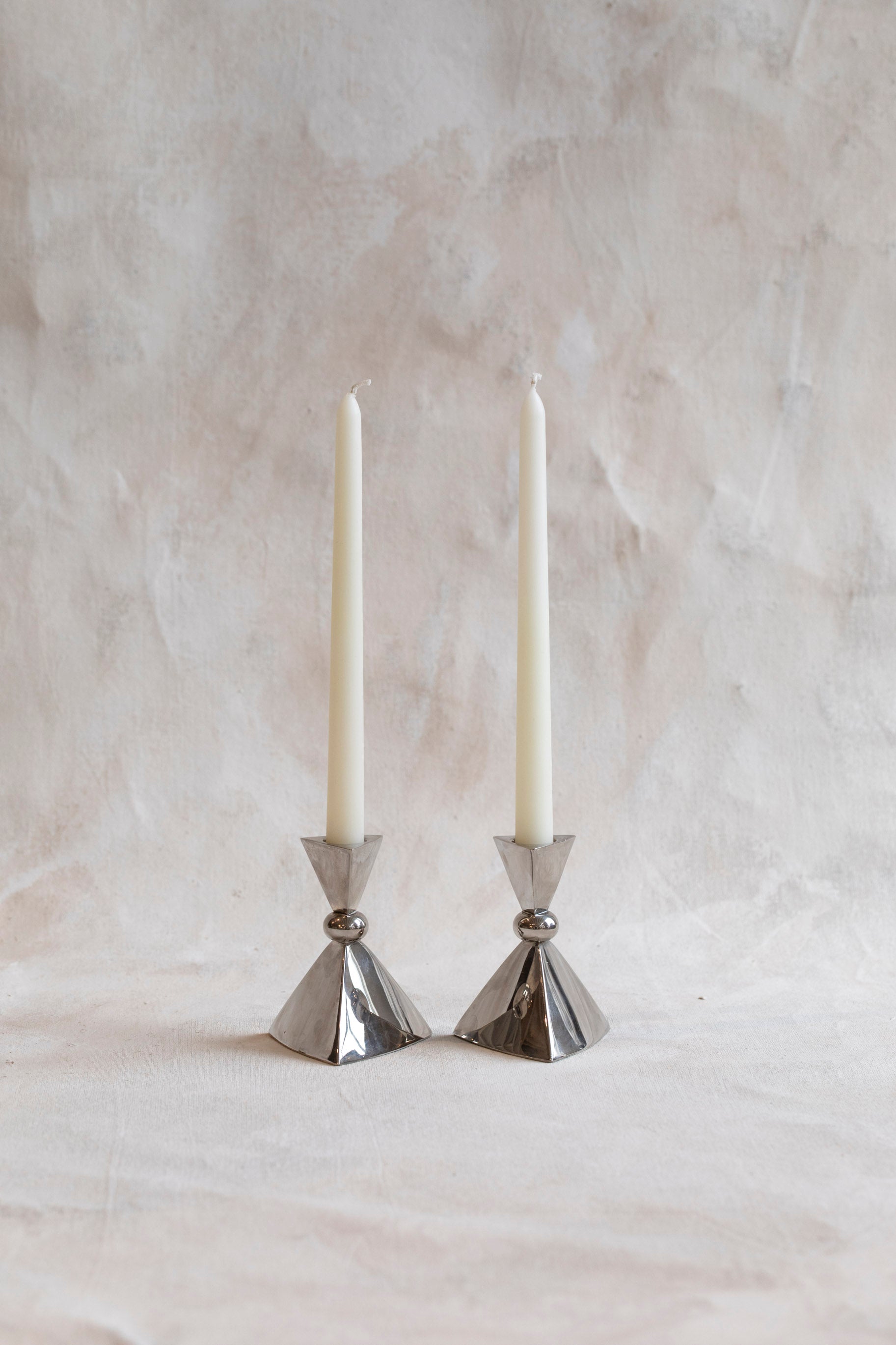 Vintage Short Silver MCM Candle Holders