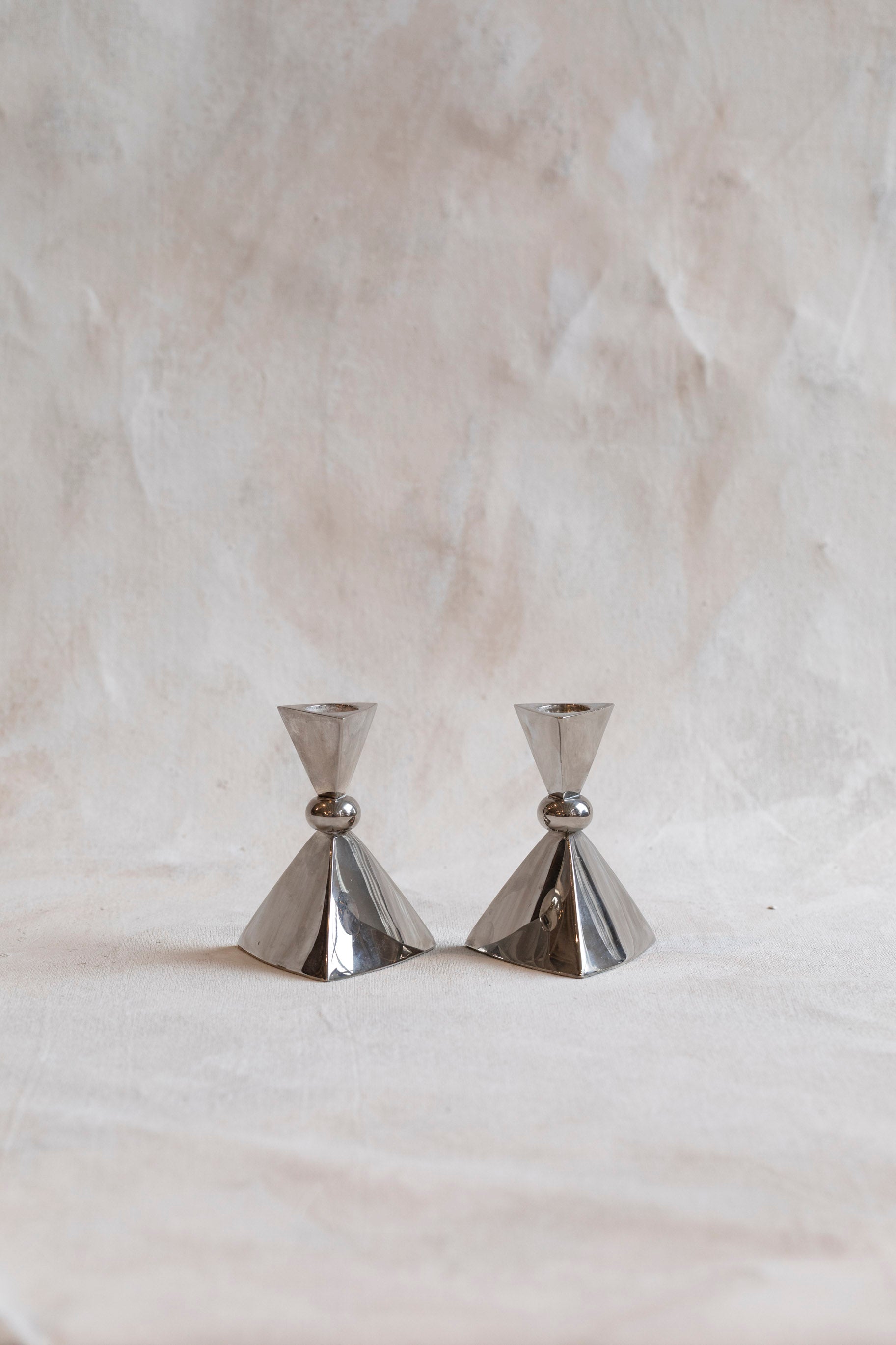 Vintage Short Silver MCM Candle Holders