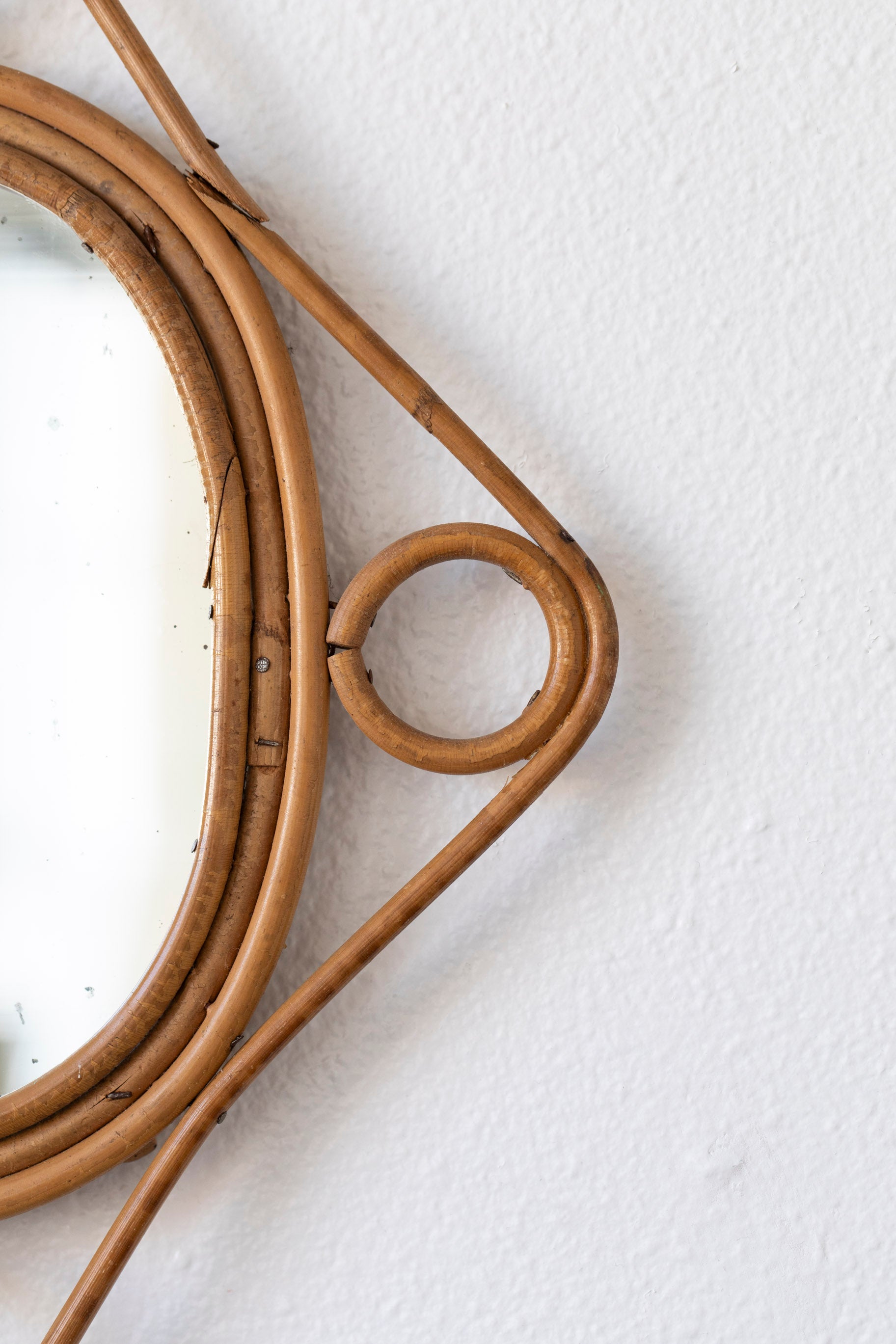 Vintage Rattan Diamond Mirror