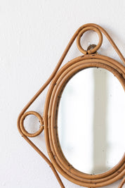Vintage Rattan Diamond Mirror