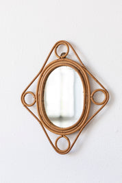 Vintage Rattan Diamond Mirror