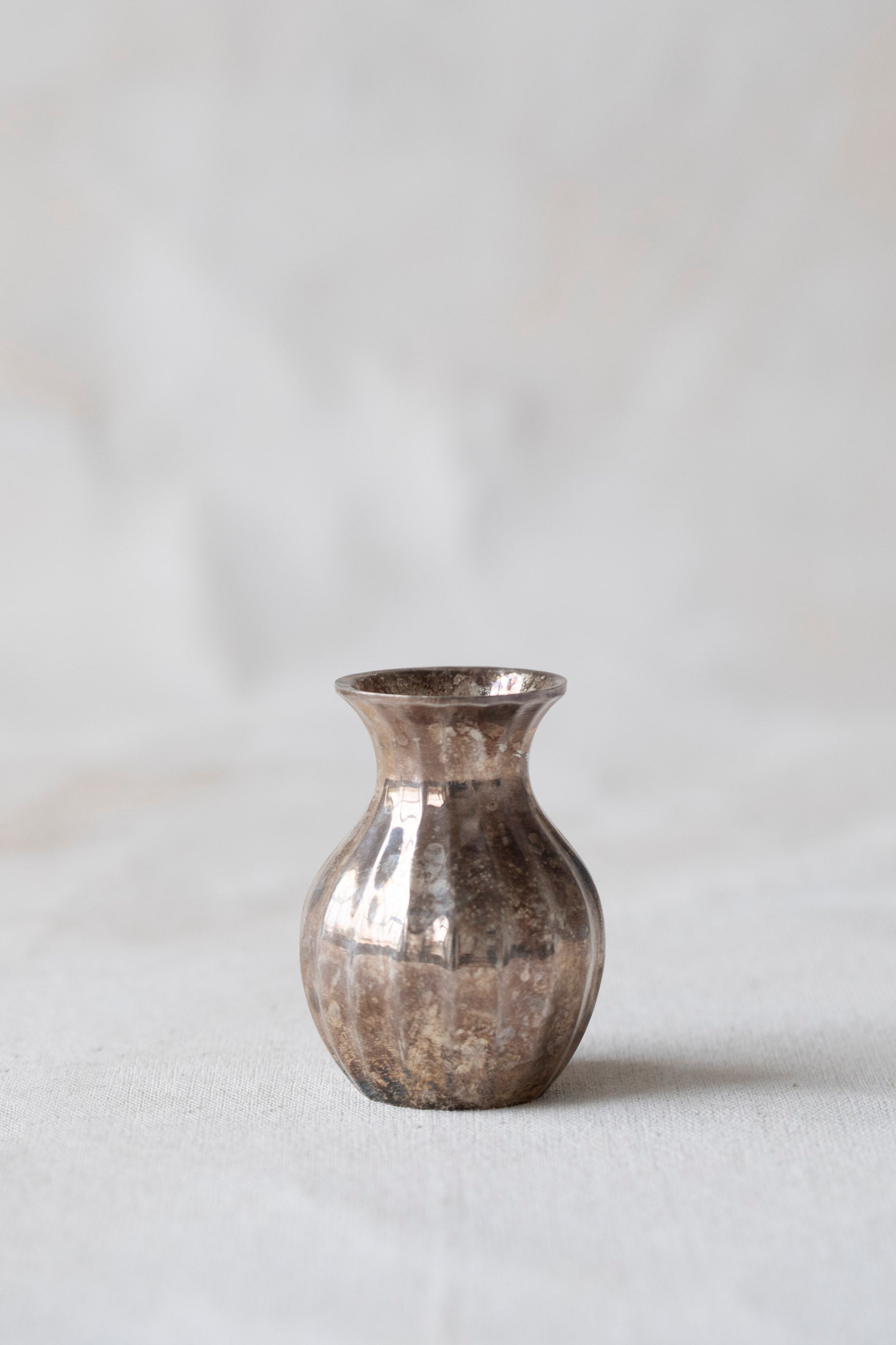 Vintage Ribbed Silver Bud Vases