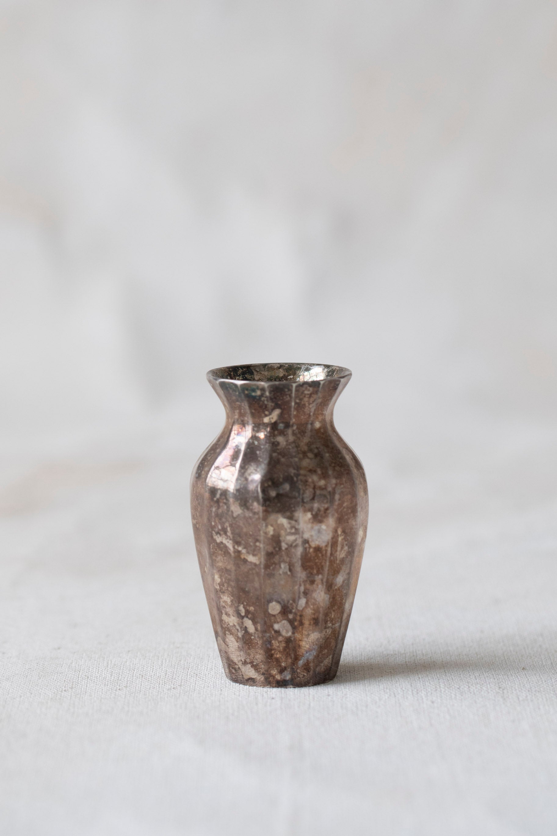 Vintage Ribbed Silver Bud Vases