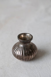 Vintage Ribbed Silver Bud Vases