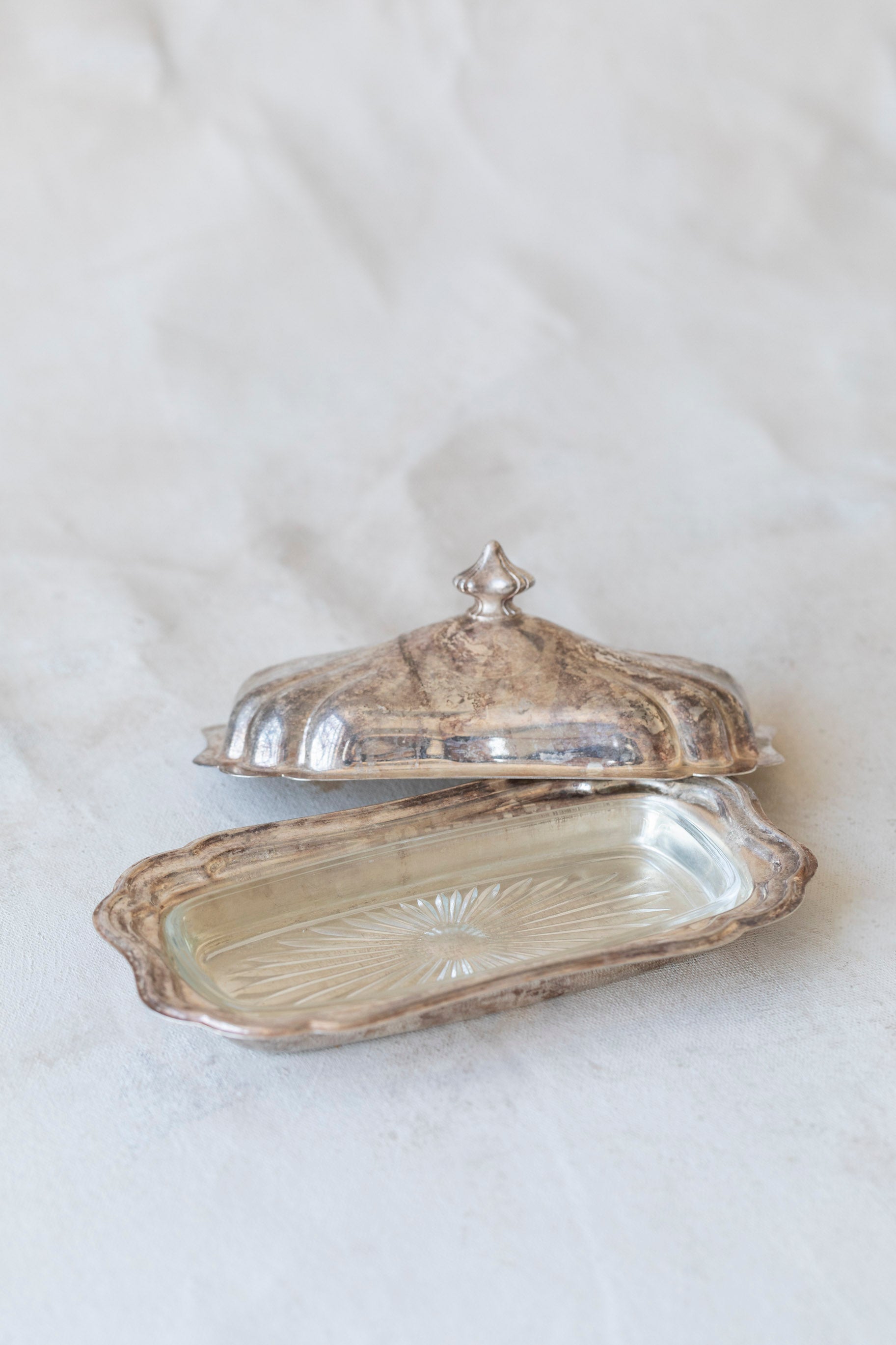Vintage Silver Lidded Butter Dish