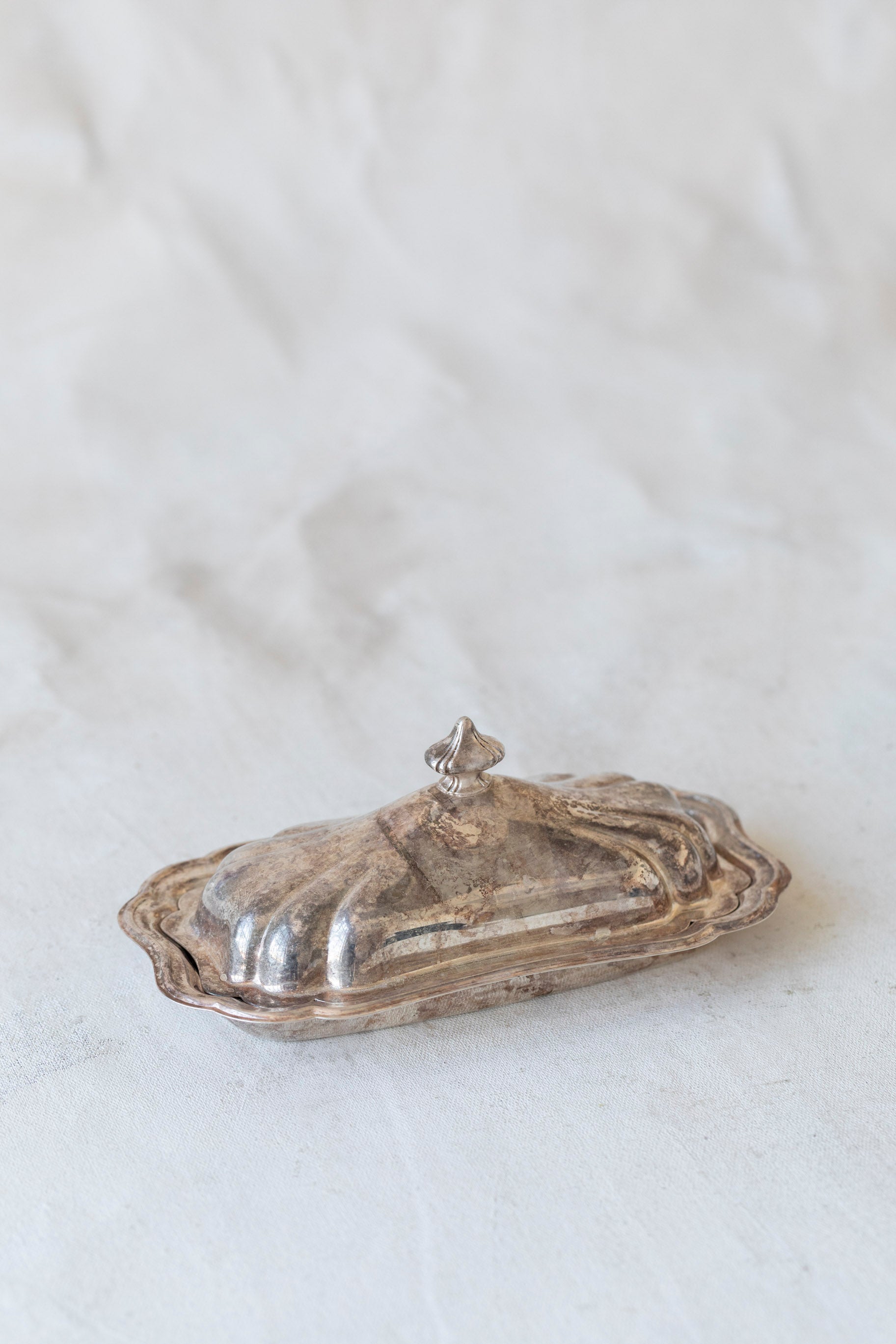 Vintage Silver Lidded Butter Dish