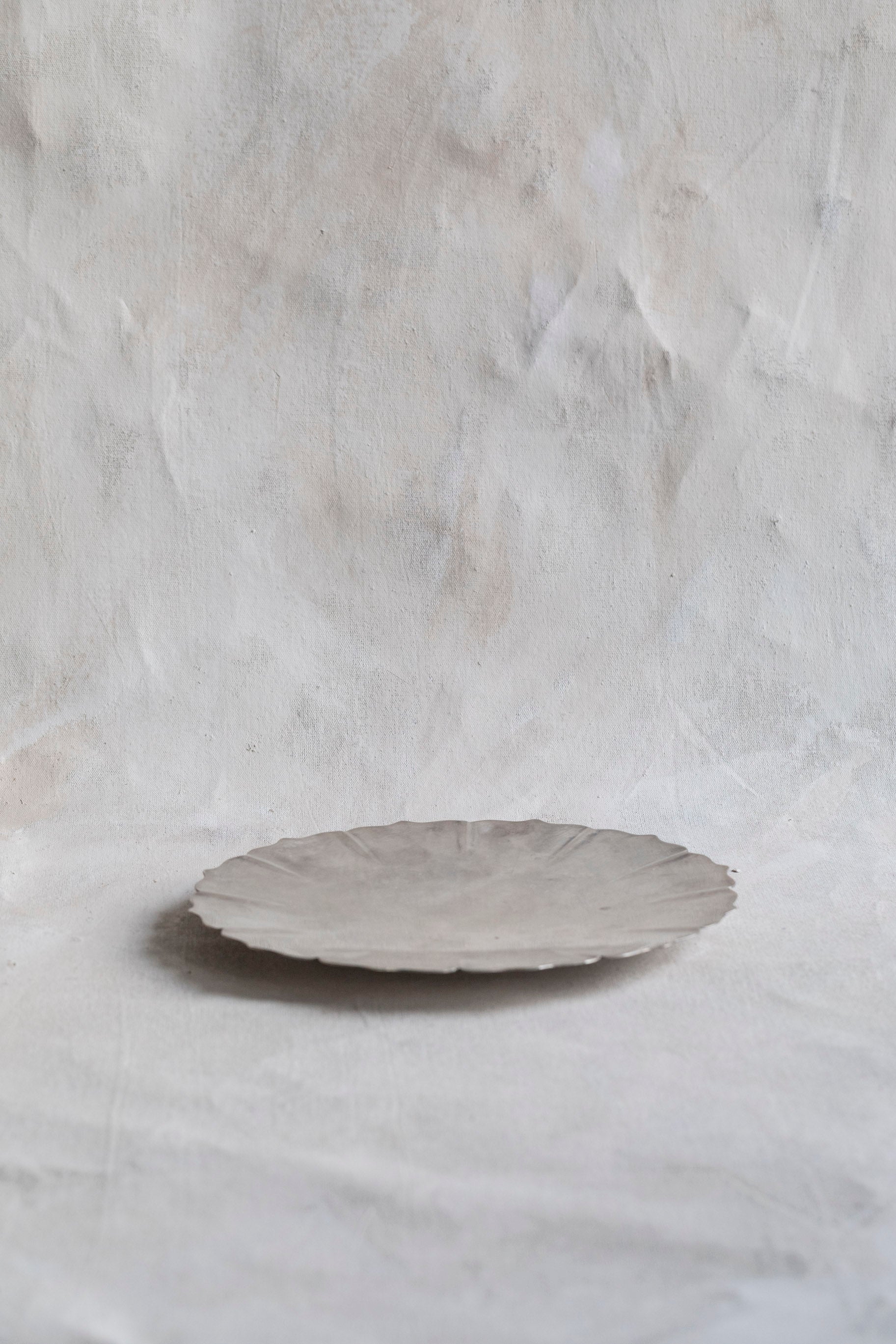 Vintage Petal Edge Pewter Plate