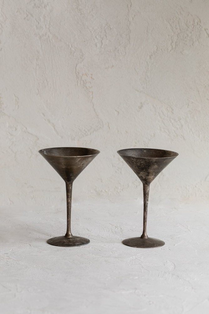 Vintage Primitive Silver Martini Glassses – Hoppe Shoppe
