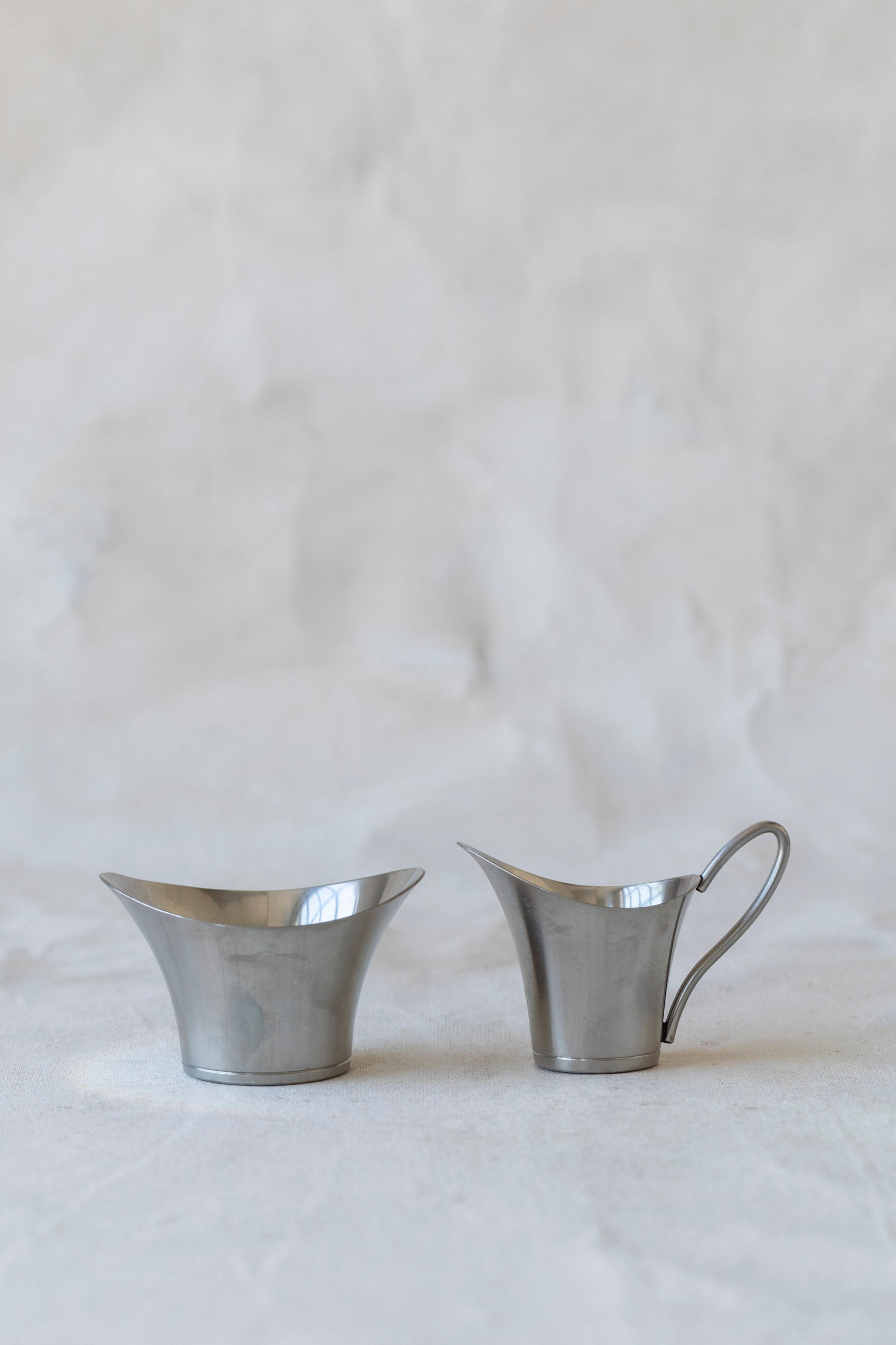 Vintage Danish Steel Cream and Sugar Set