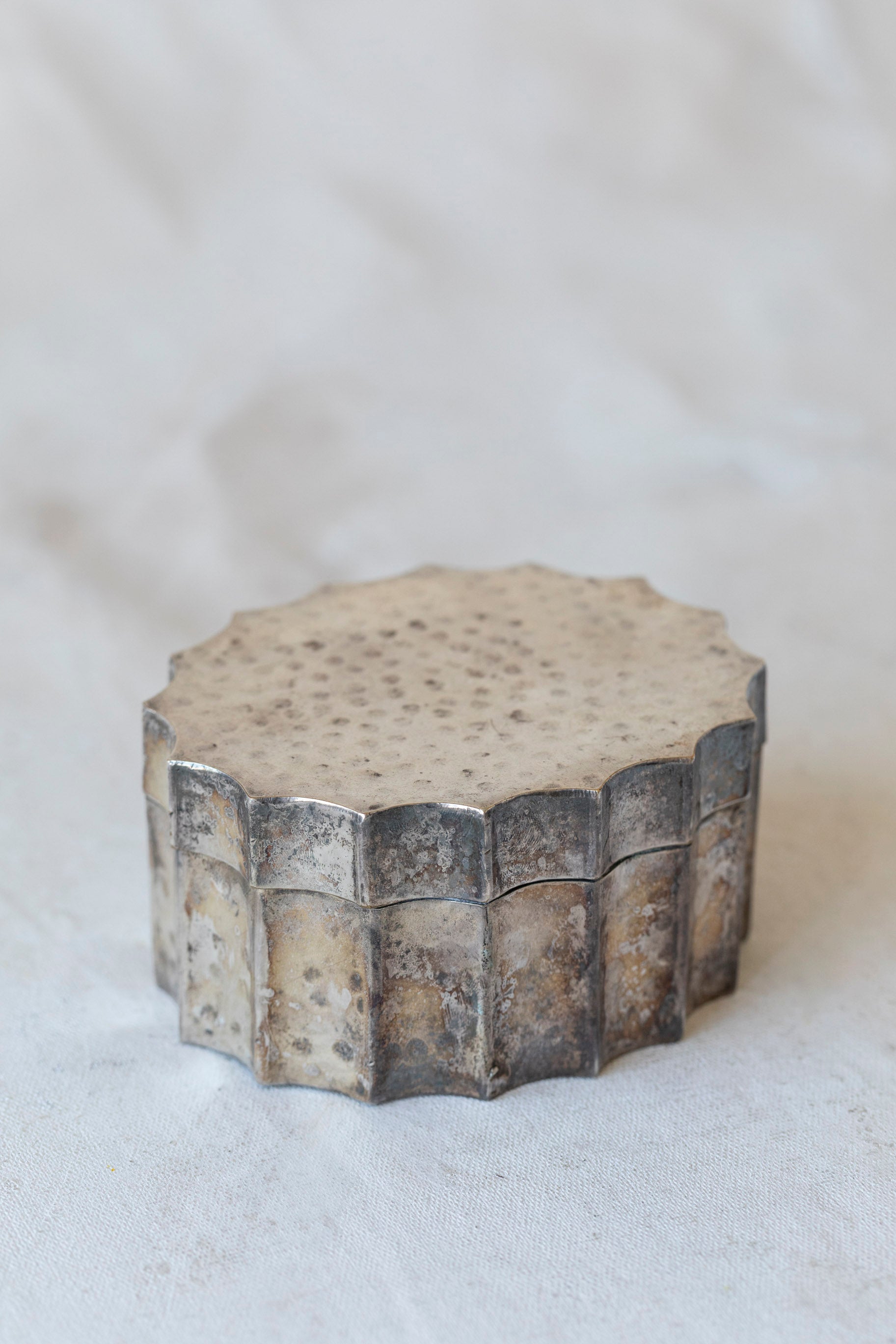 Vintage Hammered Silver Lidded Box
