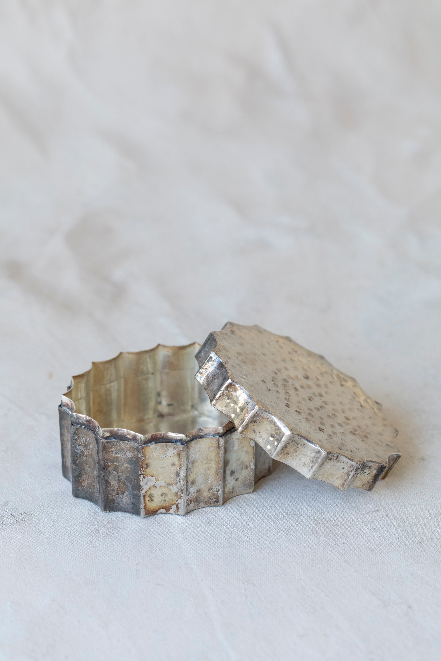 Vintage Hammered Silver Lidded Box