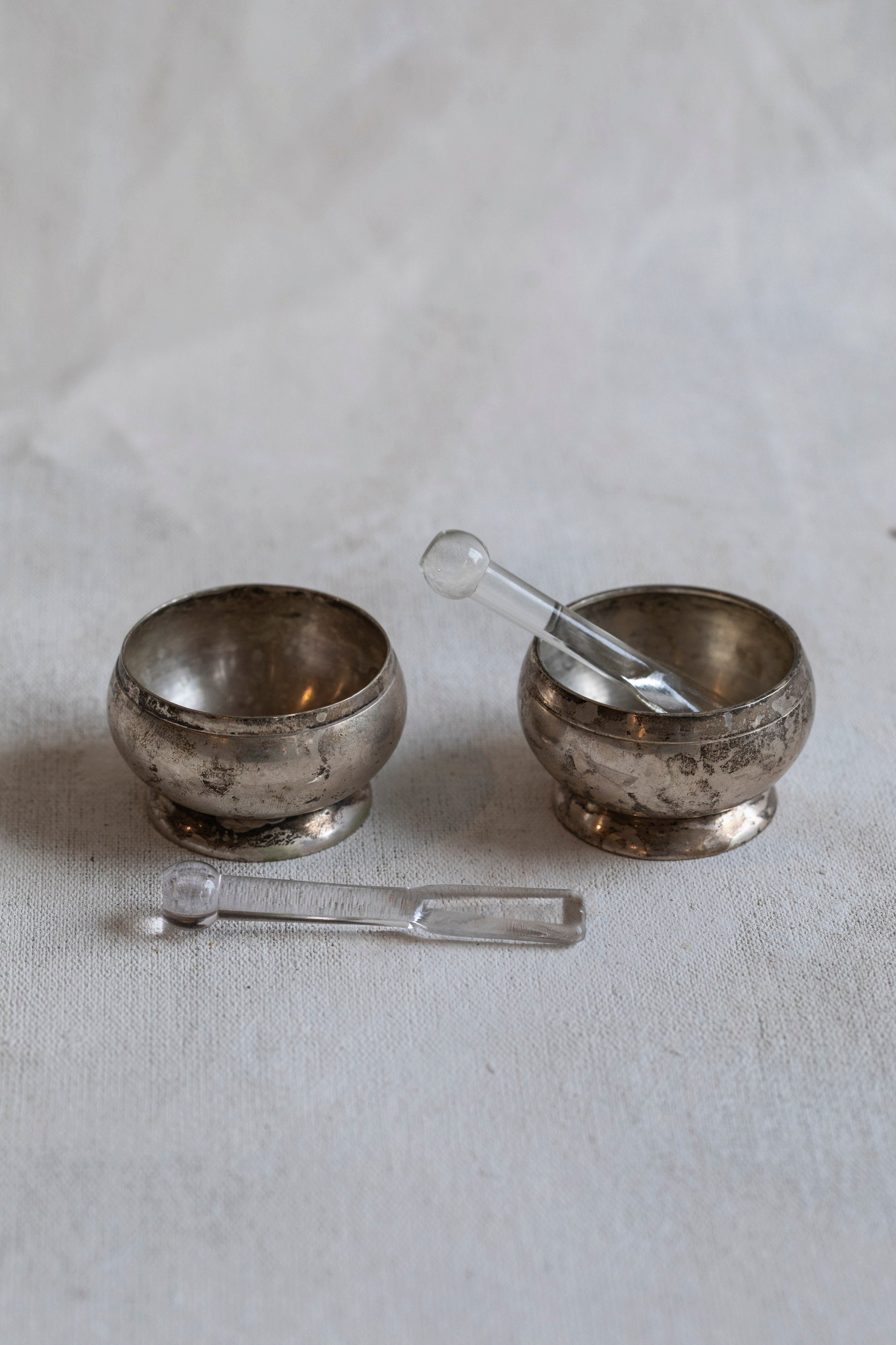 VIntage SIlver Salt Cellar Spoon Set