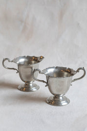 Vintage Pewter Scalloped Cream and Sugar Set
