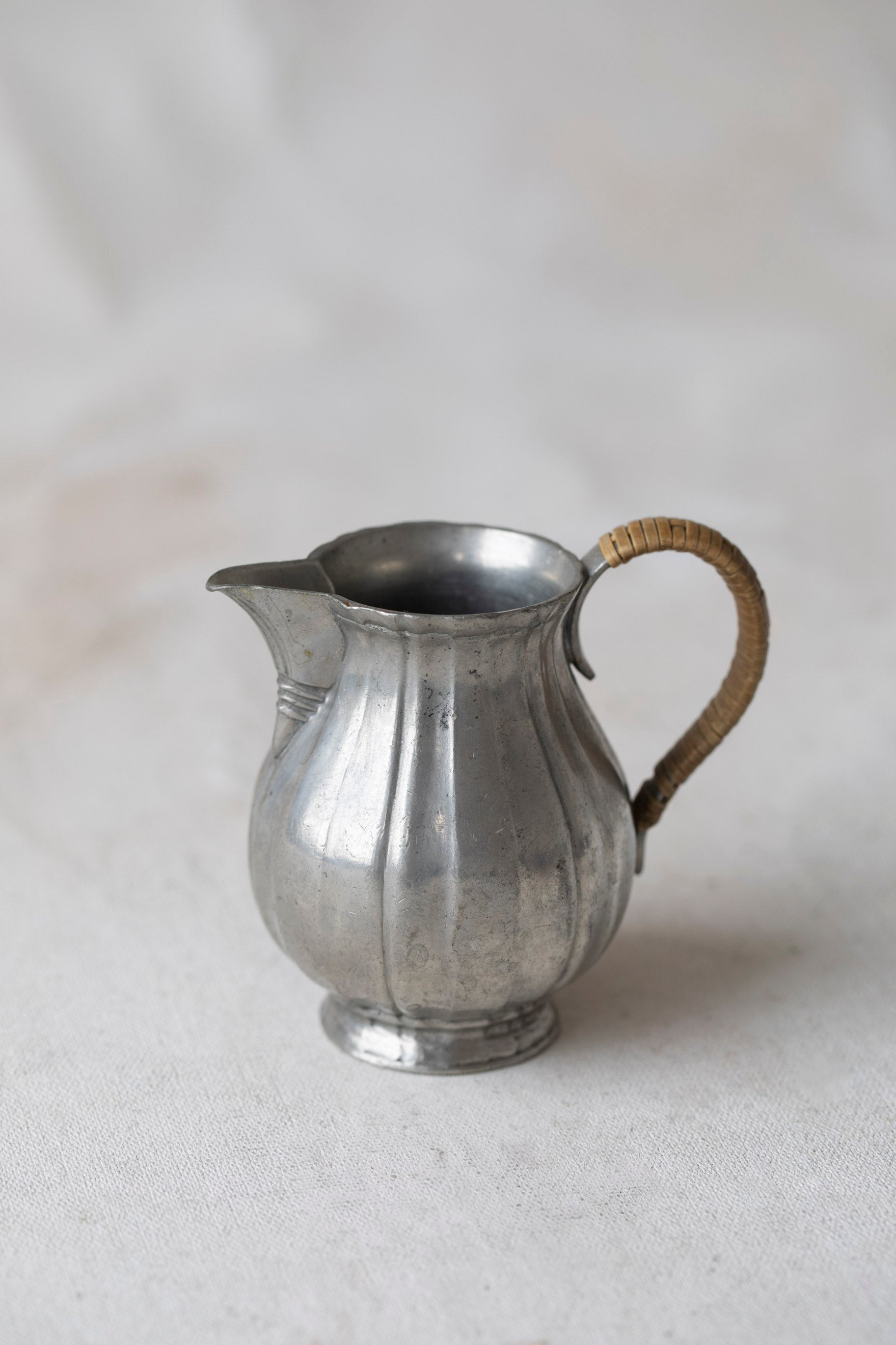 Vintage Rattan Handle Cream Pitcher