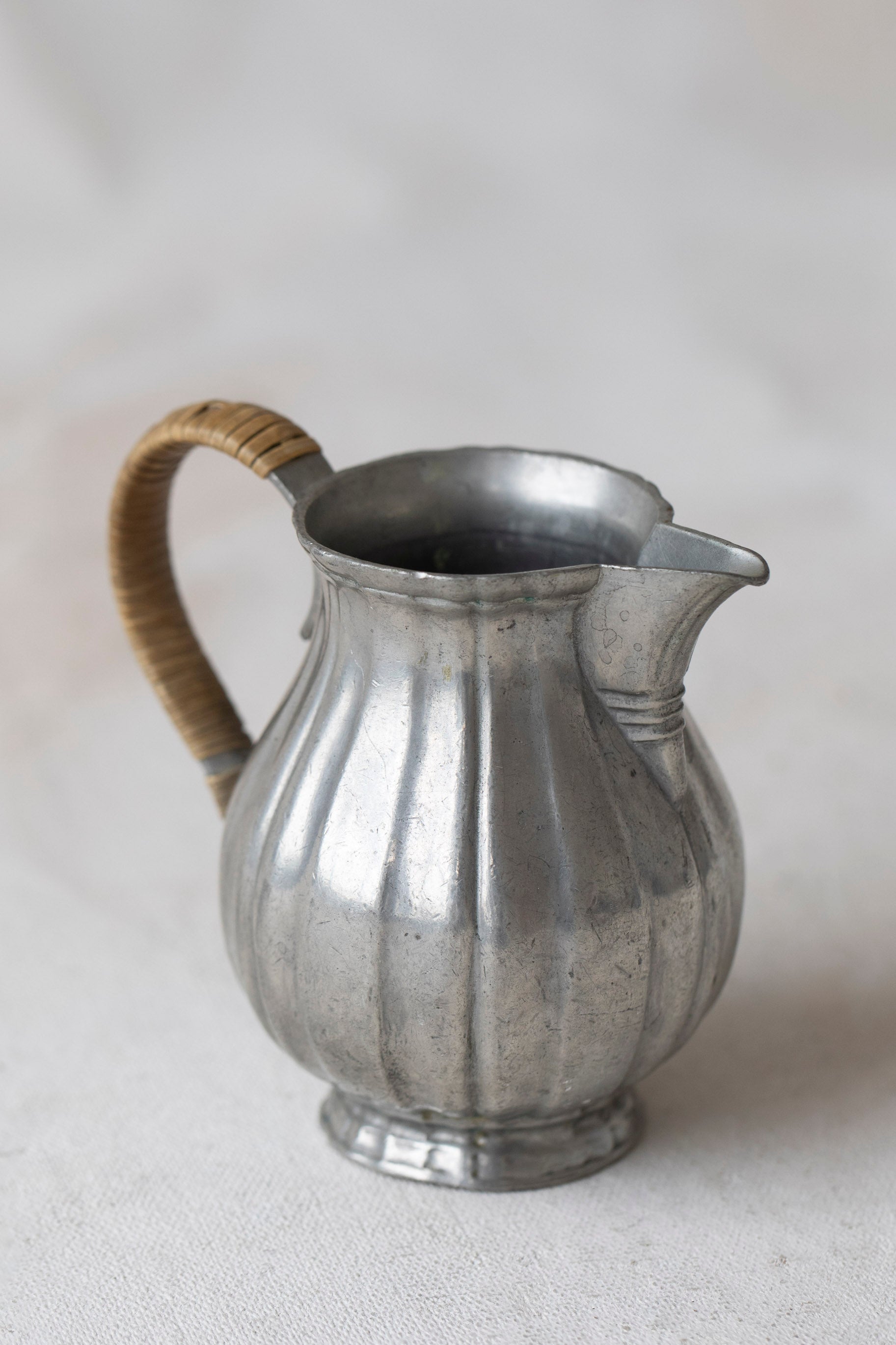 Vintage Rattan Handle Cream Pitcher