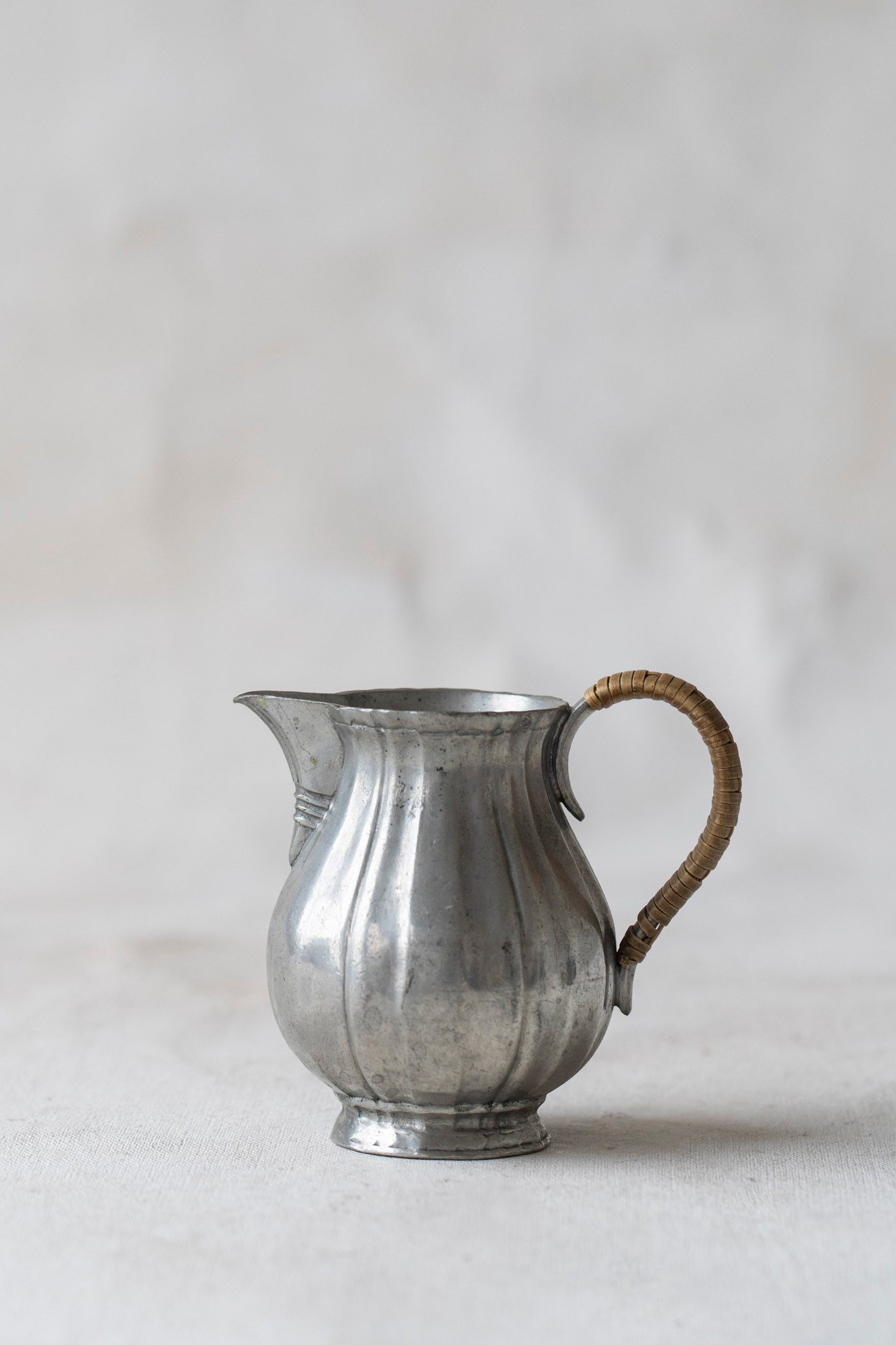 Vintage Rattan Handle Cream Pitcher