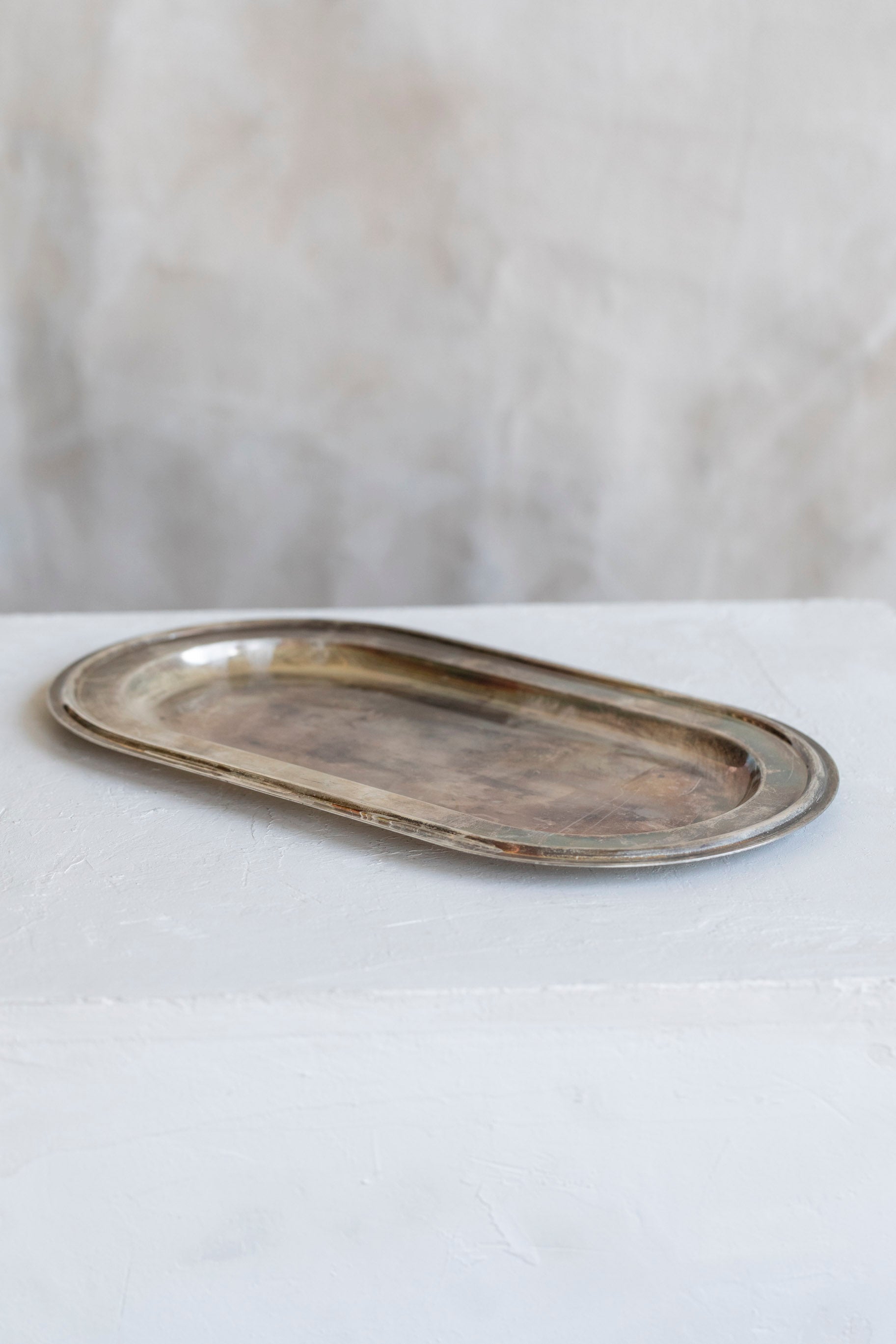 Vintage Simple Silver Oval Tray