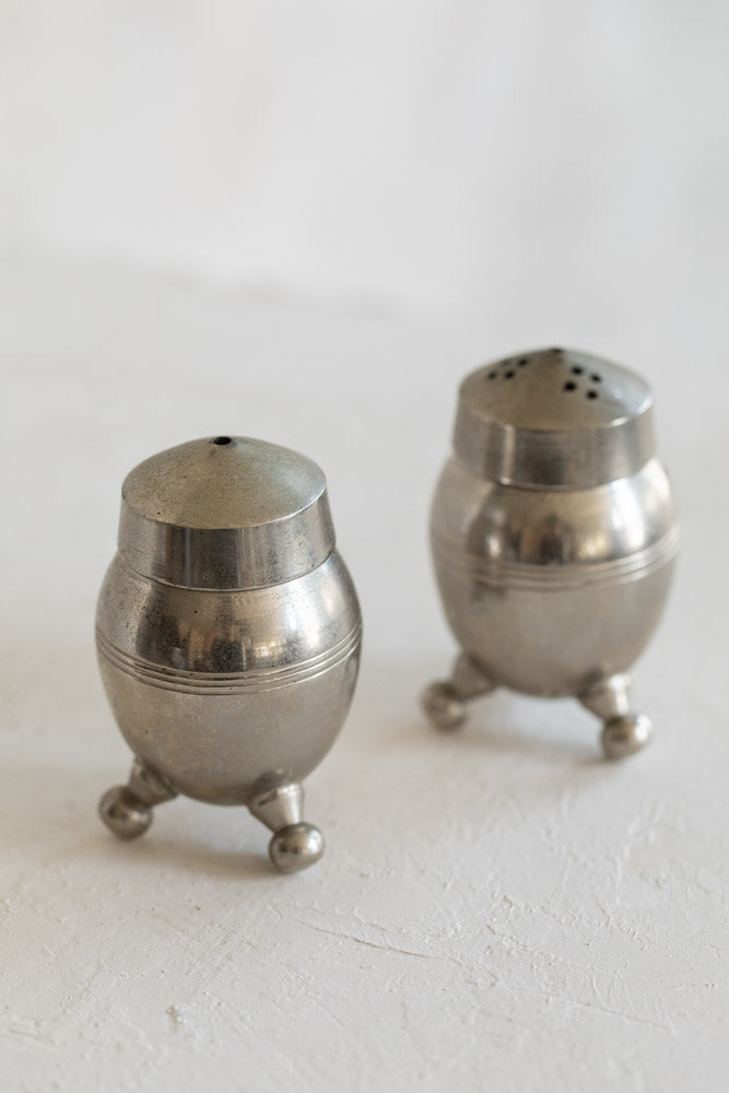 Vintage Silver Tripod Salt and Pepper Shakers