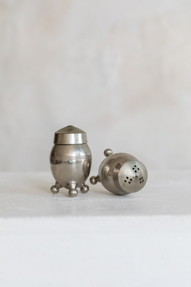 Vintage Silver Tripod Salt and Pepper Shakers