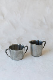 Vintage Pewter Scallop Cream and Sugar Set