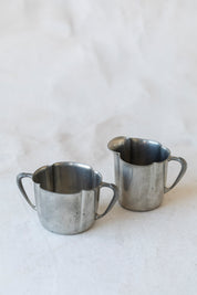 Vintage Pewter Scallop Cream and Sugar Set
