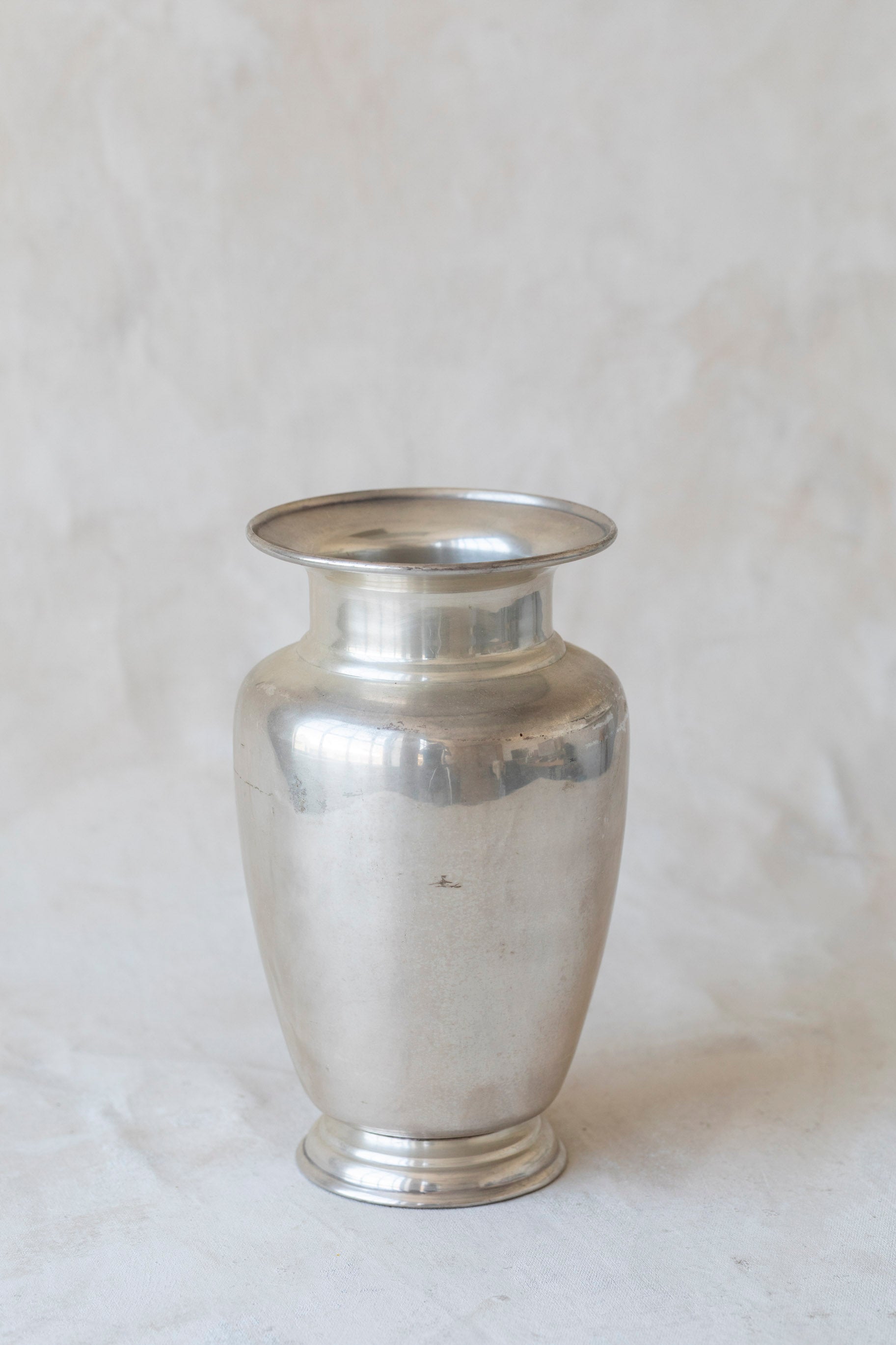 Vintage Pewter Rimmed Vase