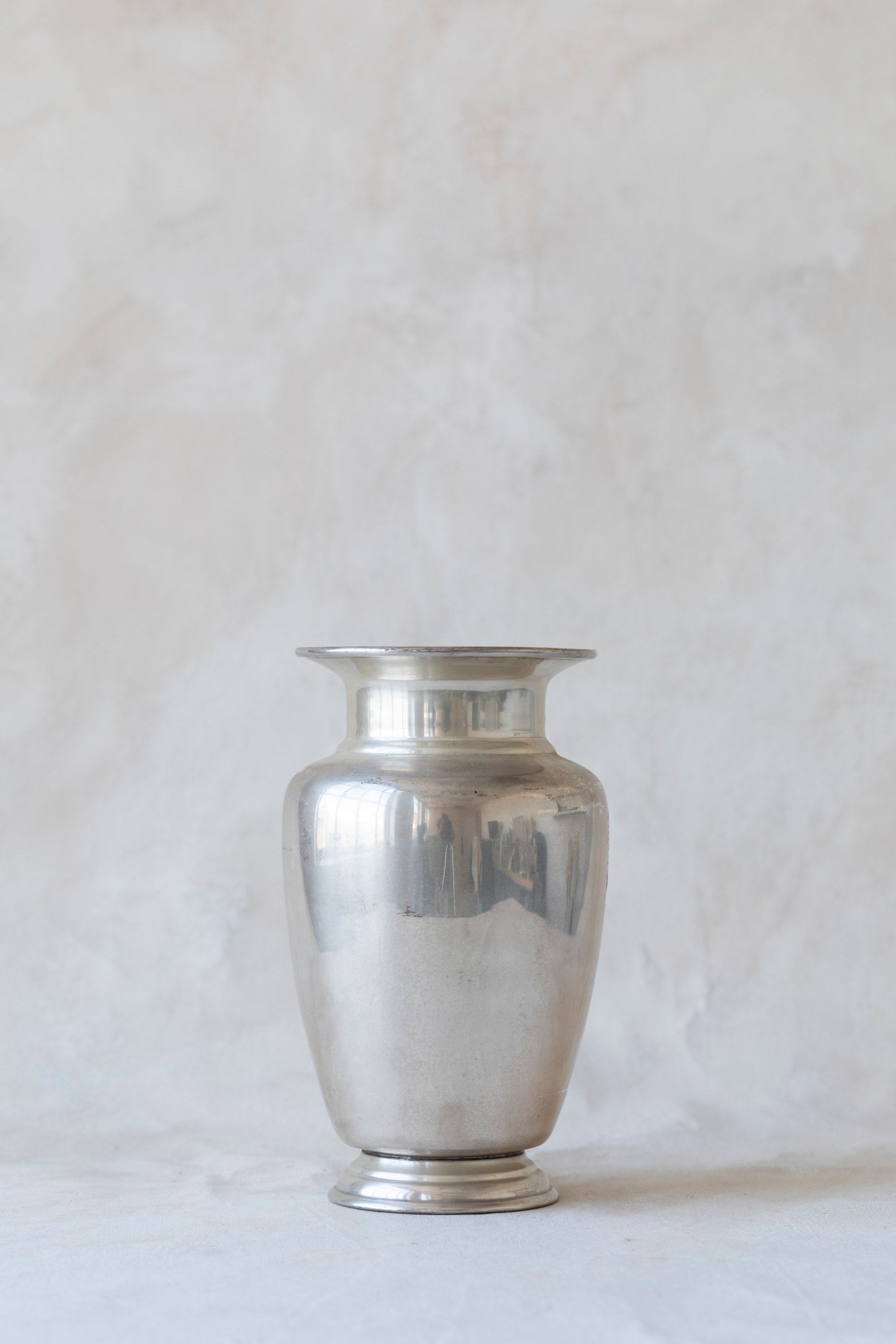 Vintage Pewter Rimmed Vase