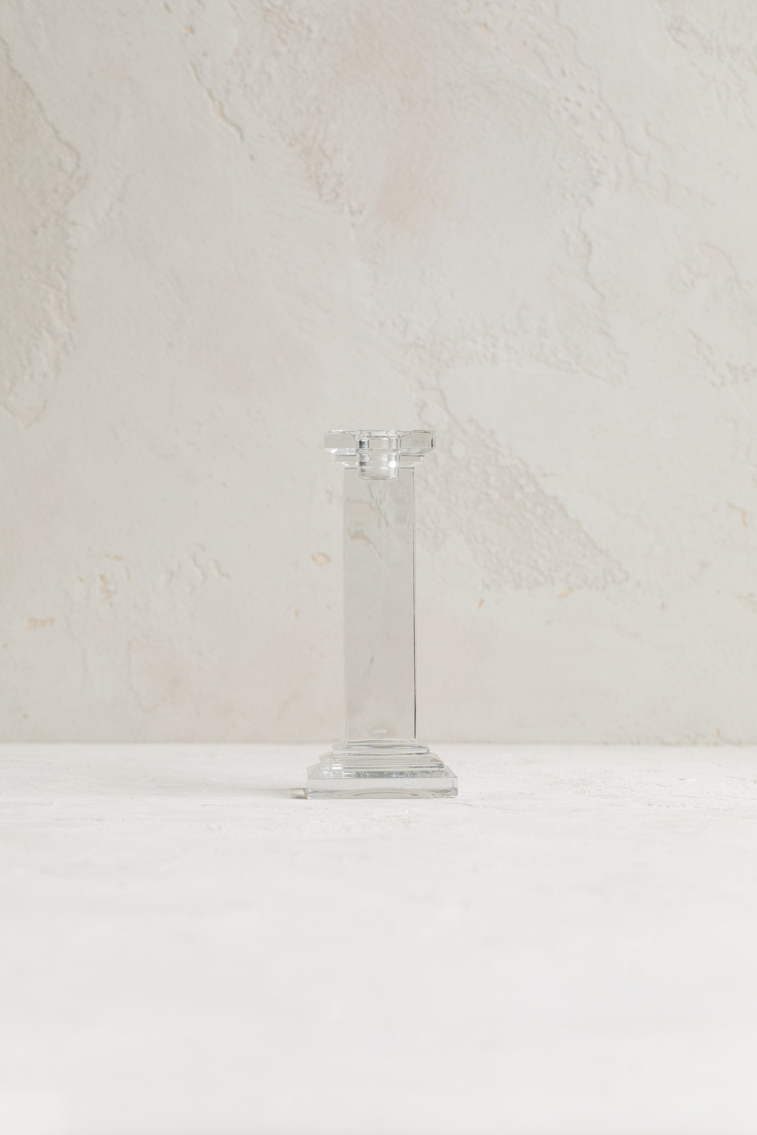 Vintage Single Glass Column Candlestick