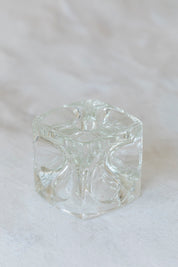 Vintage Glass Cube Candle Holder