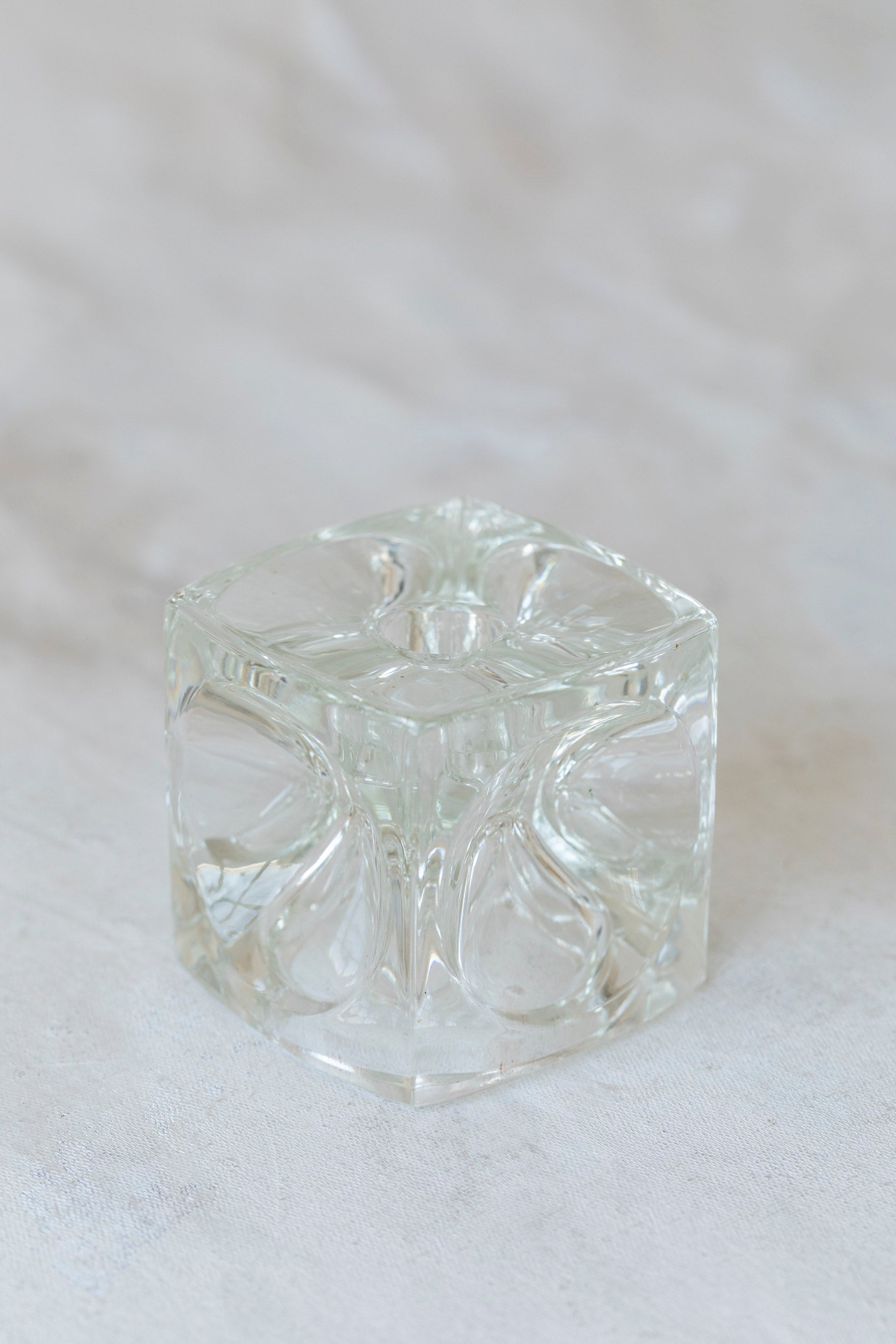 Vintage Glass Cube Candle Holder
