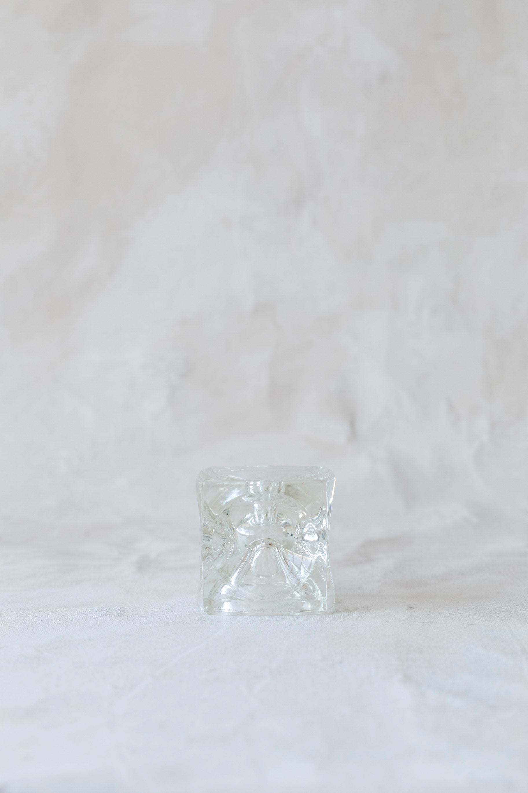 Vintage Glass Cube Candle Holder
