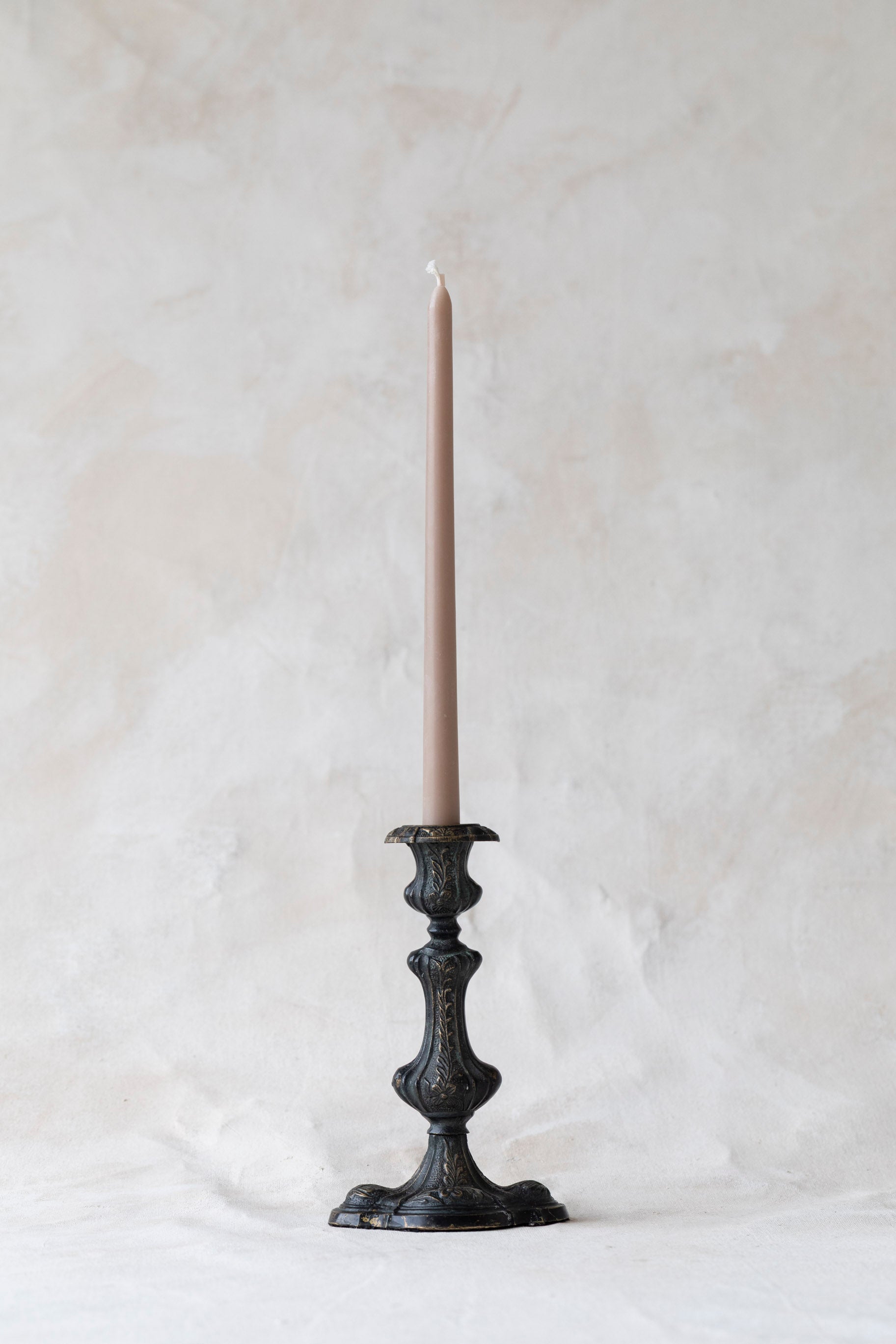 Vintage Floral Detail Iron Candlestick